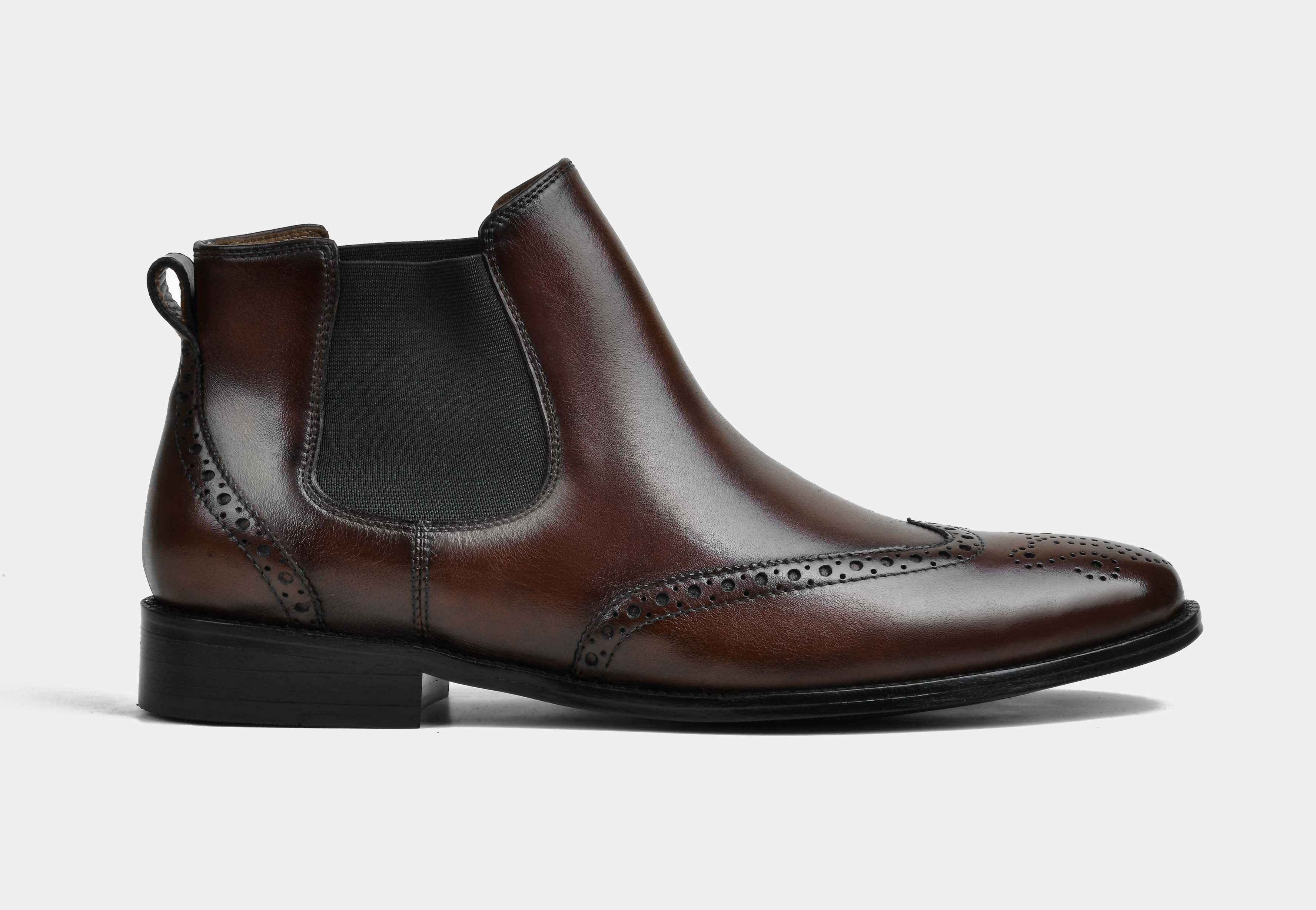 HUGO | MEN BROWN BROGUE CHELSEA BOOTS (Reserved-Release)