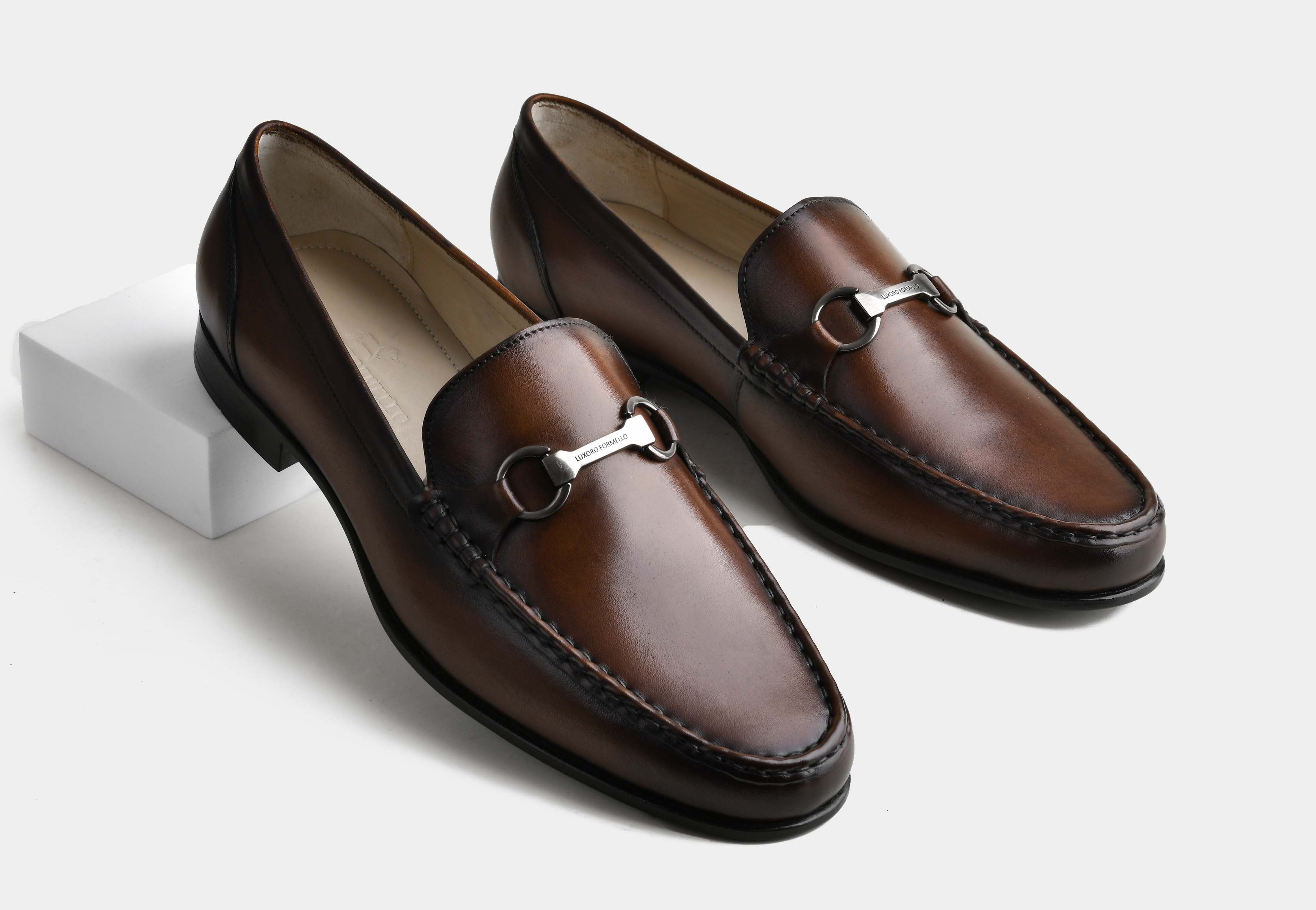 MONTERO | MEN BROWN HAND-BURNISHED CALF LEATHER HORSEBIT LOAFERS