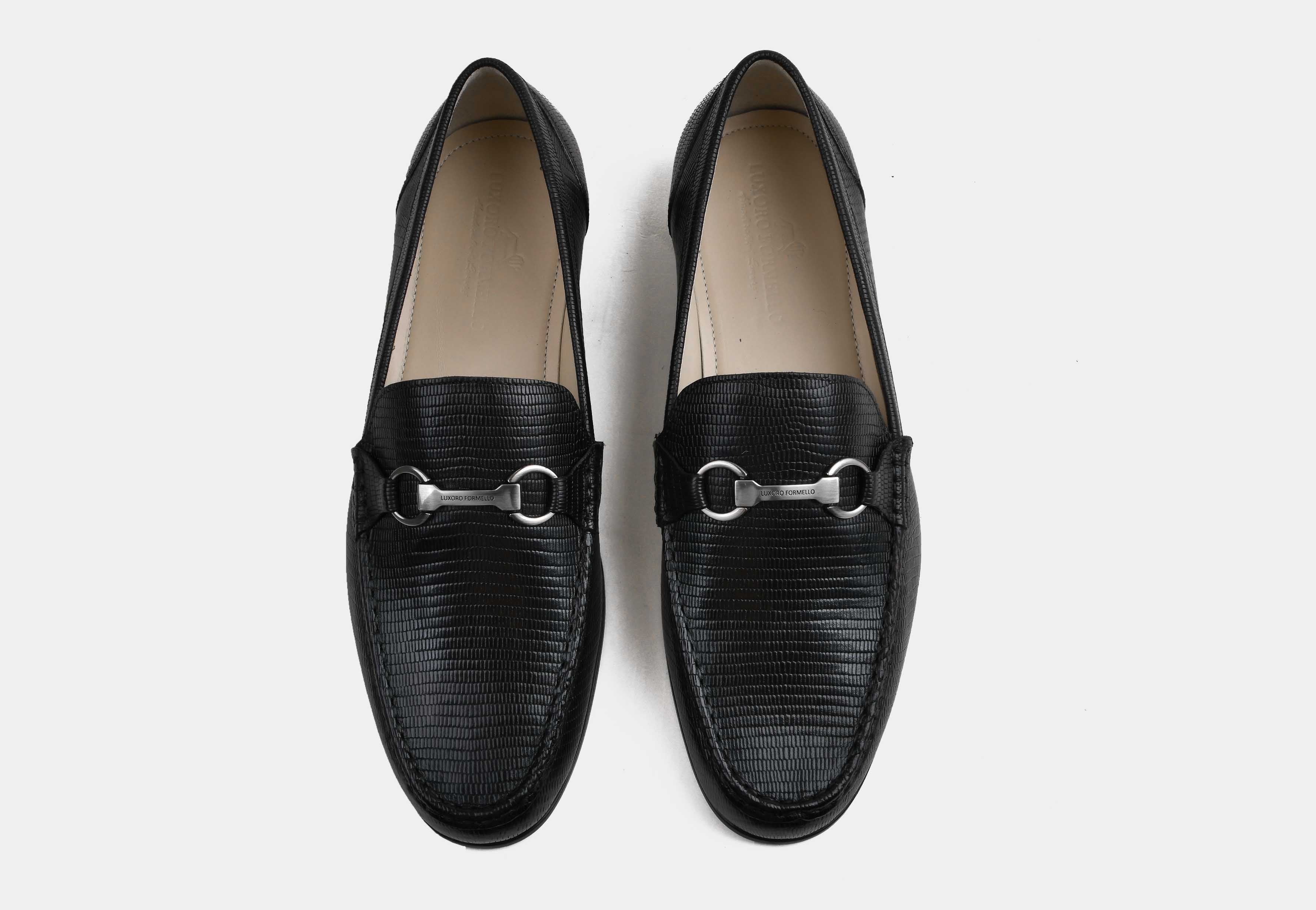 MONTERO | MEN BLACK EMBOSSED LEATHER HORSEBIT LOAFERS