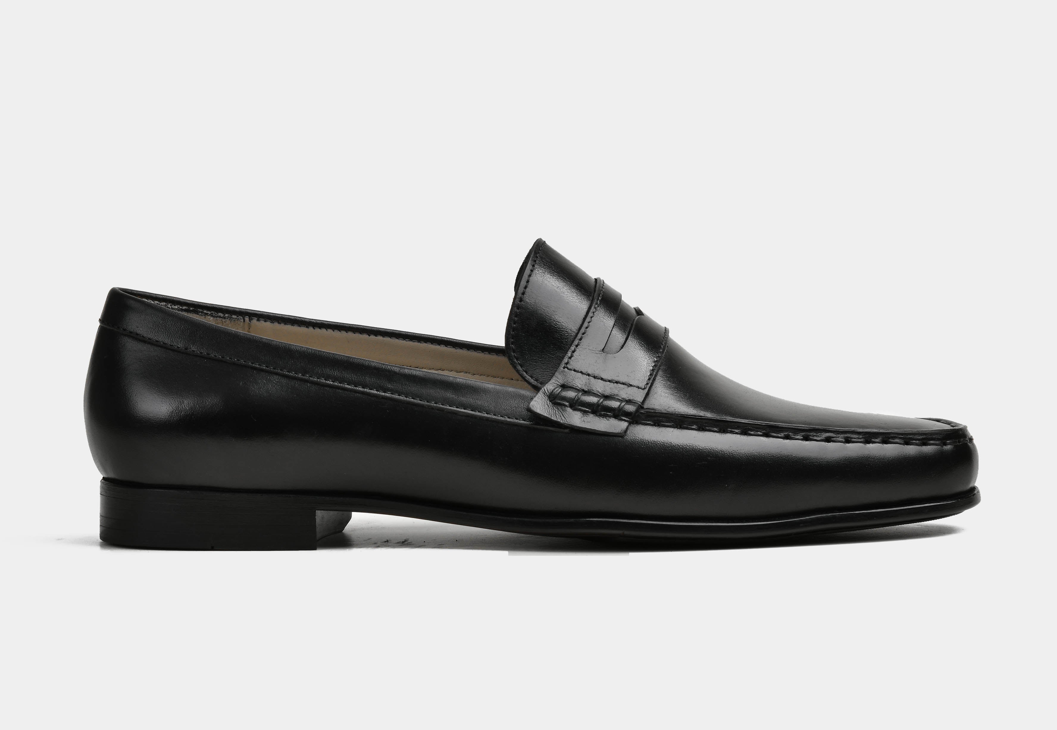 ARENNA | MEN BLACK CALF LEATHER PENNY LOAFERS