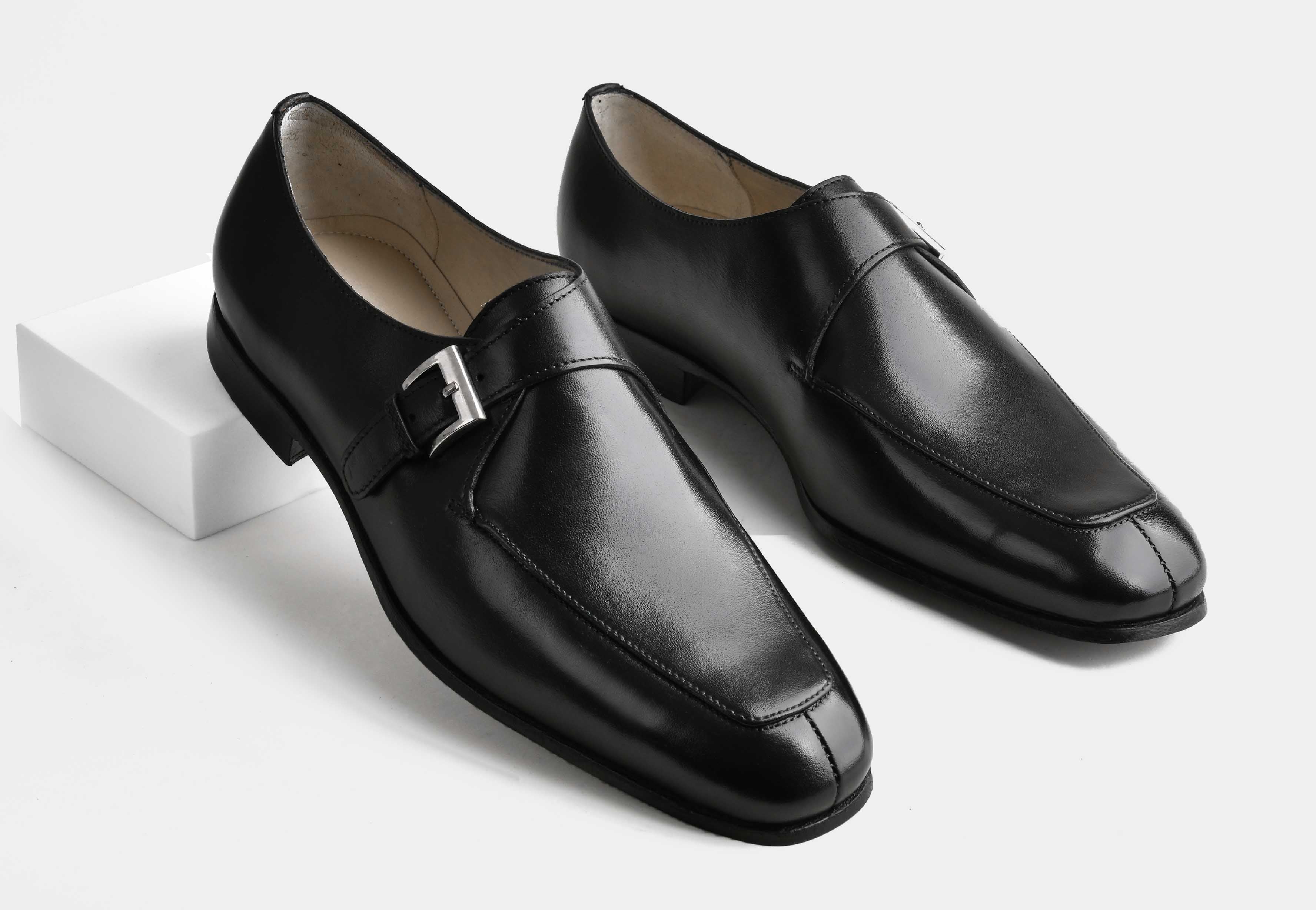 LAVENTO | MEN BLACK CALF LEATHER MONK STRAP SHOES