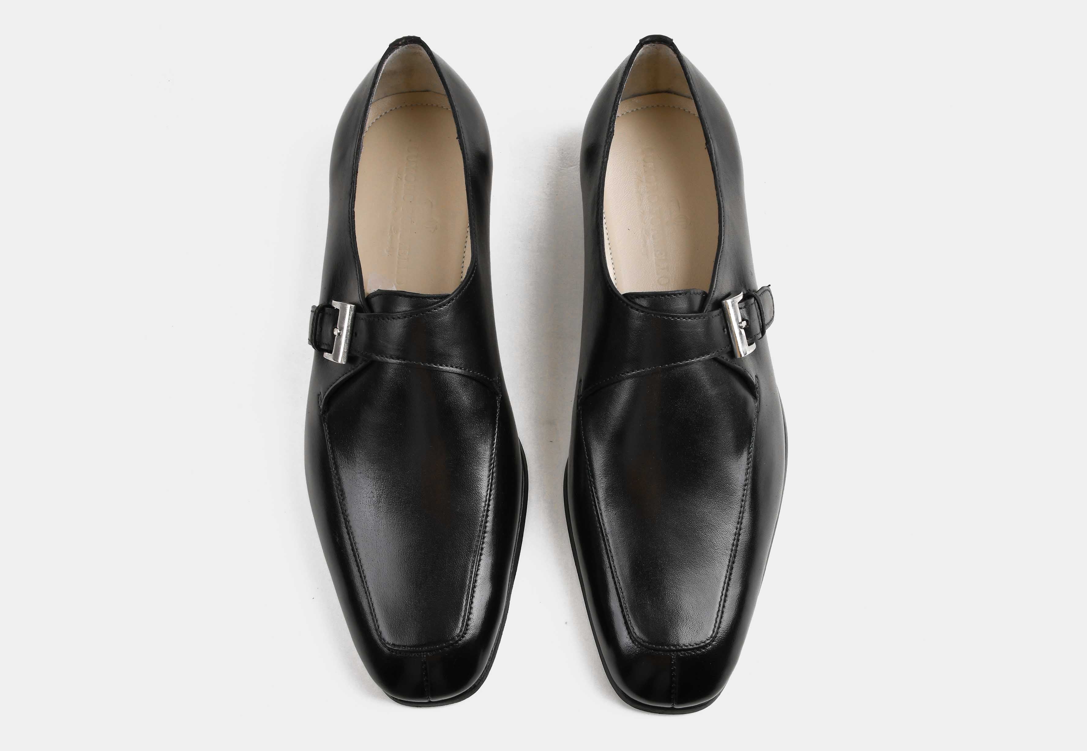 LAVENTO | MEN BLACK CALF LEATHER MONK STRAP SHOES