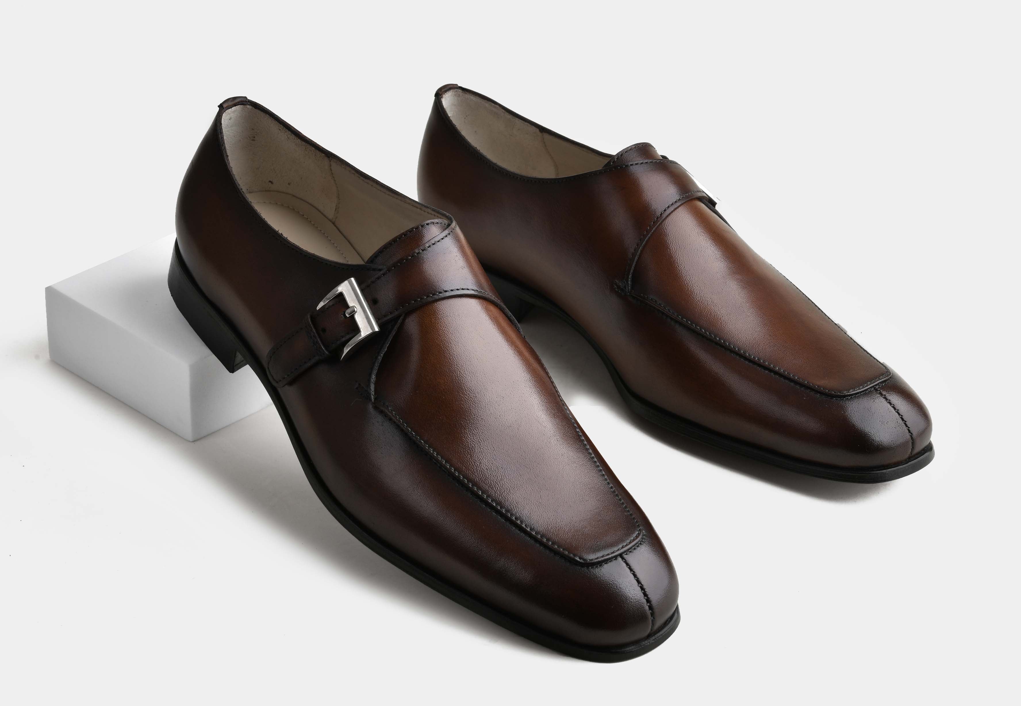 LAVENTO | MEN BROWN CALF LEATHER MONK STRAP SHOES