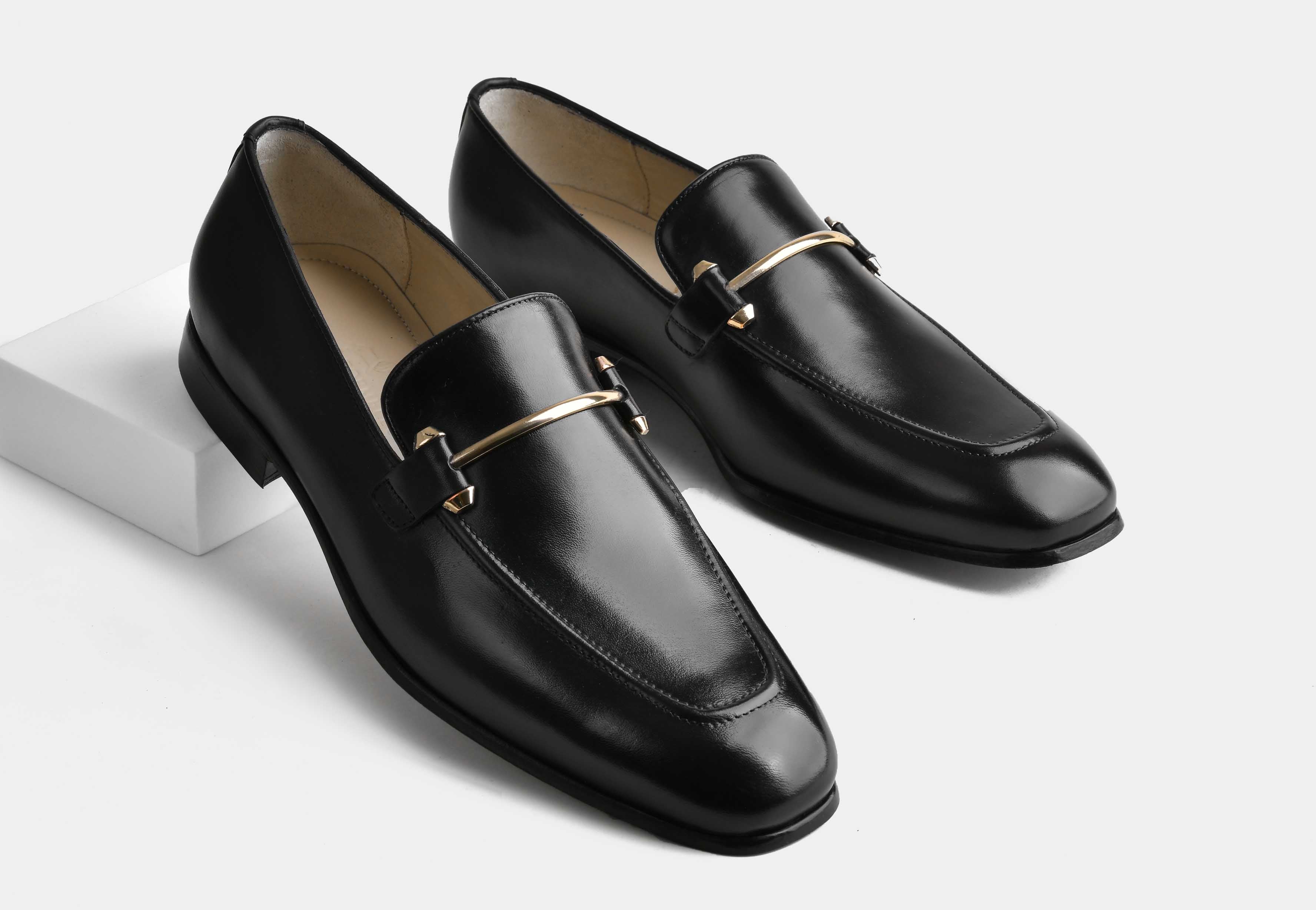 SERANO | MEN BLACK CALF LEATHER HORSEBIT LOAFERS