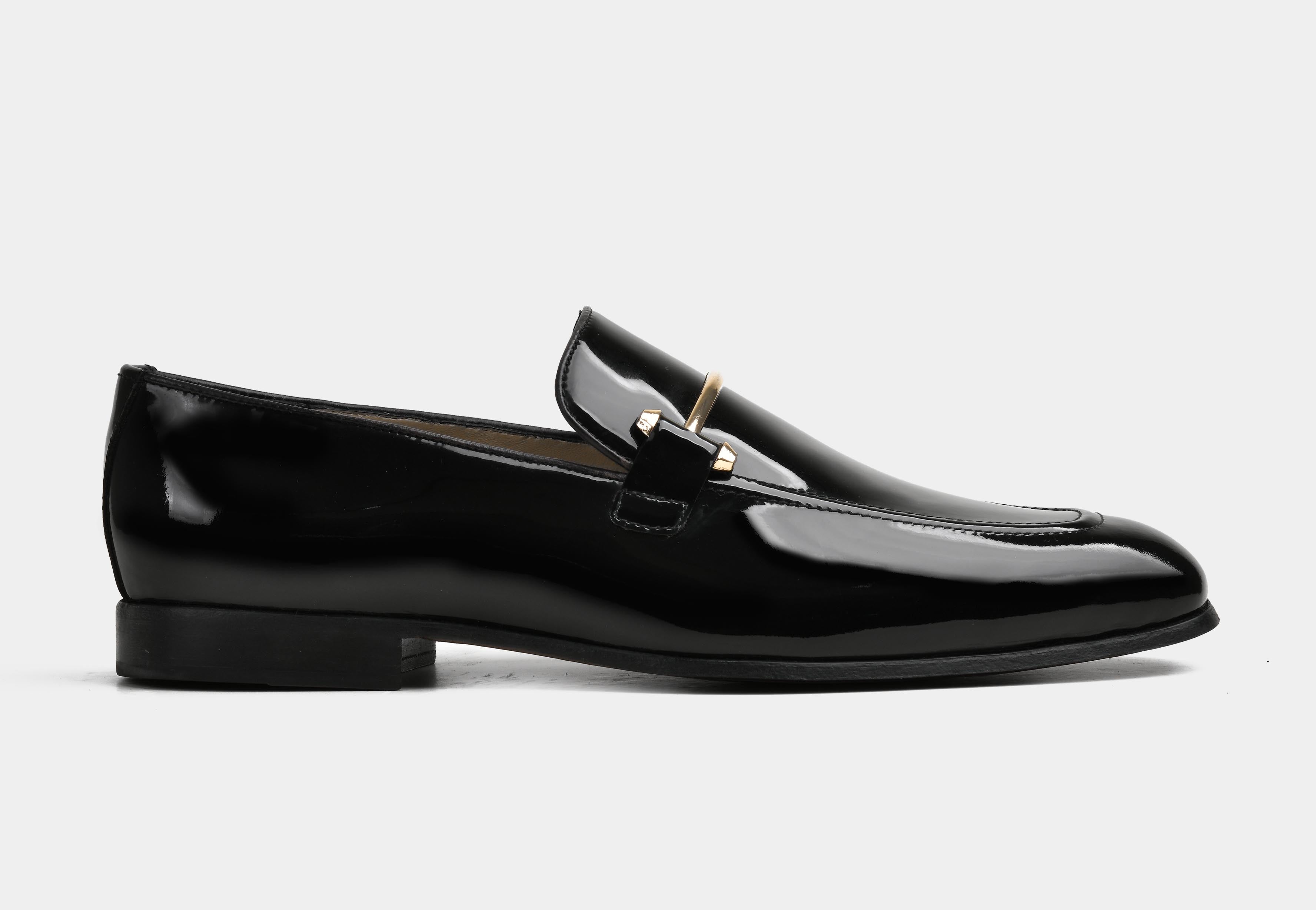 SERANO | MEN BLACK PATENT LEATHER HORSEBIT LOAFERS