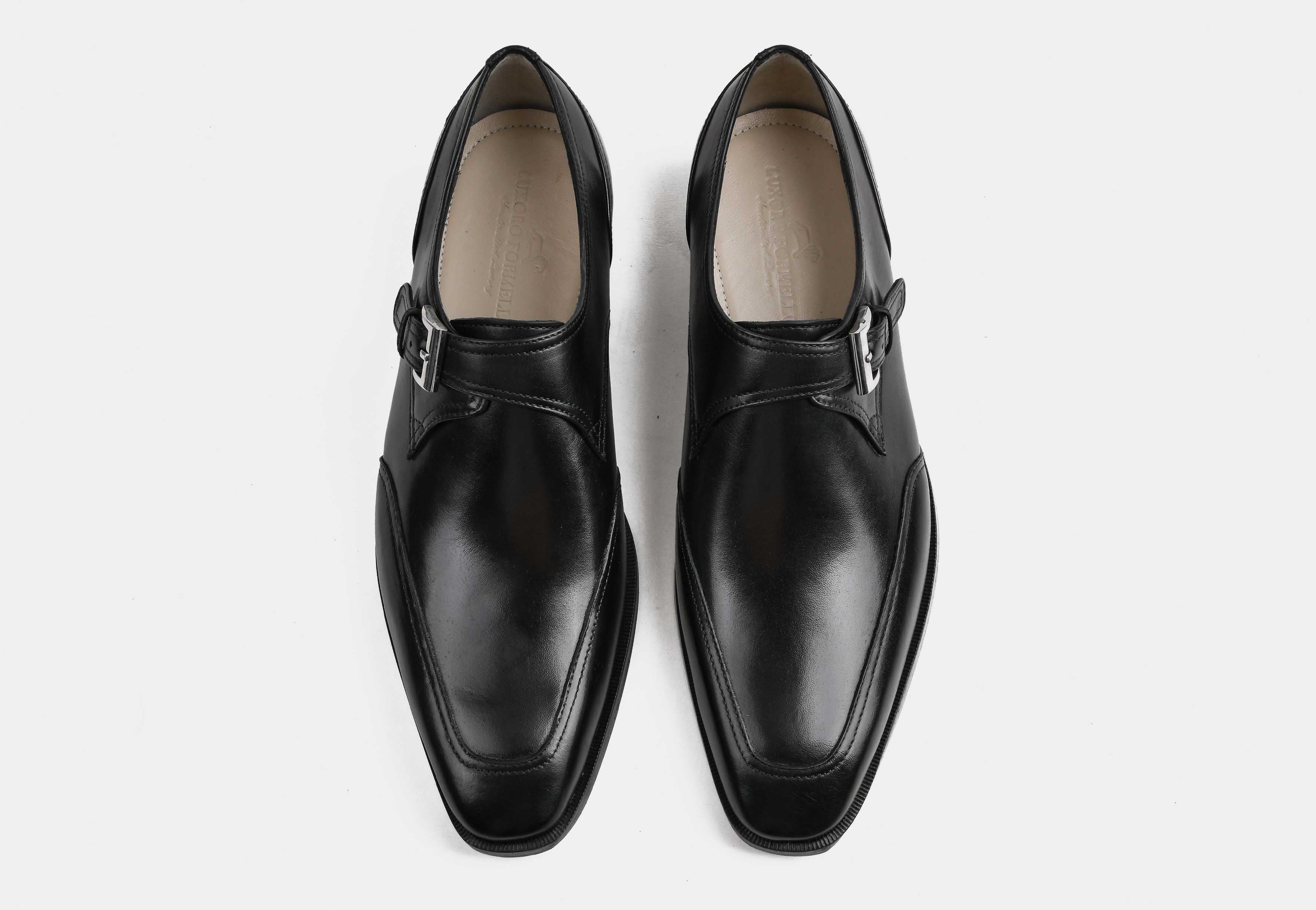 DEVLIN | MEN BLACK CALF LEATHER MONK STRAP SHOES