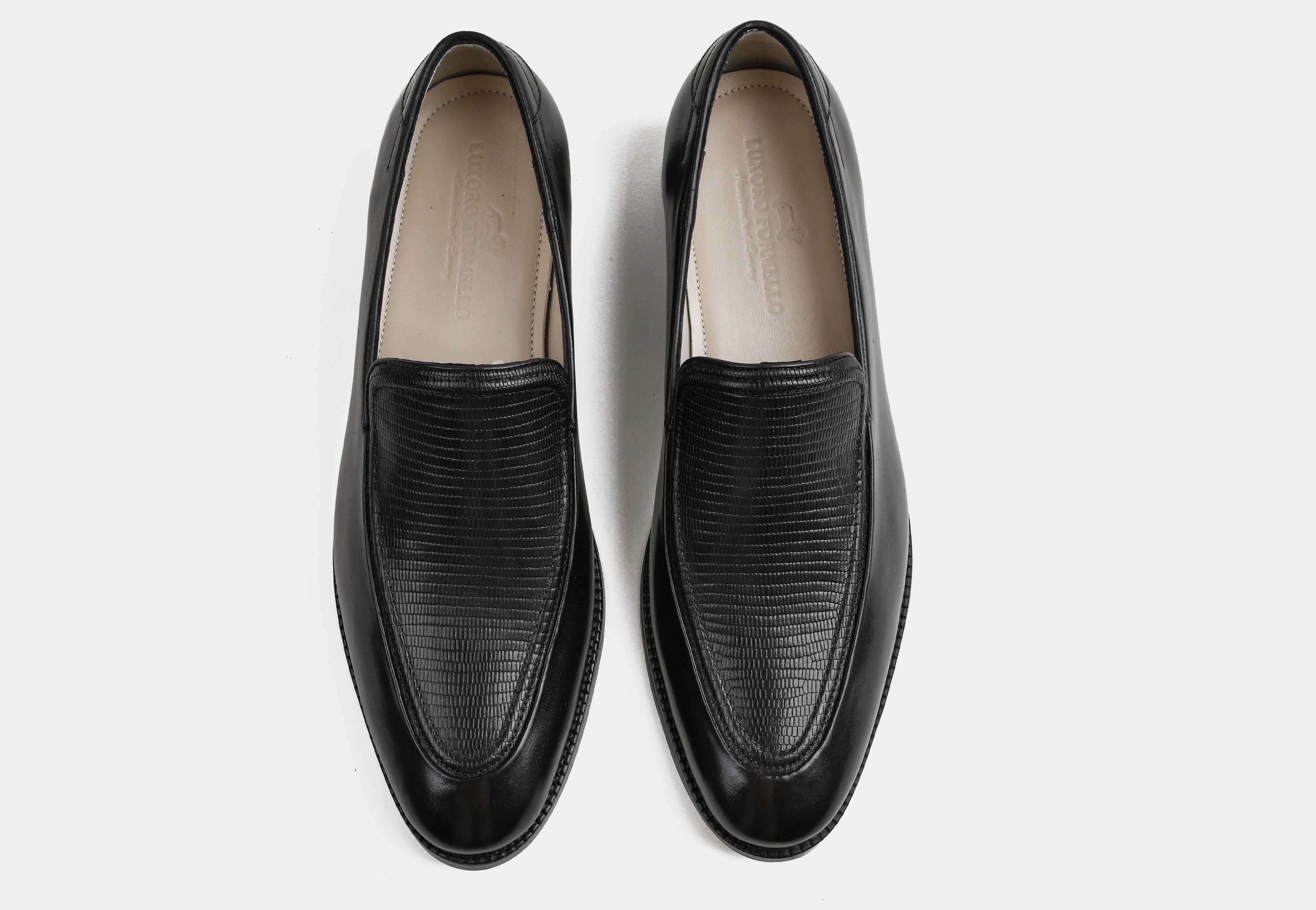 ELIANO | MEN BLACK TEXTURED BELGIAN LOAFERS