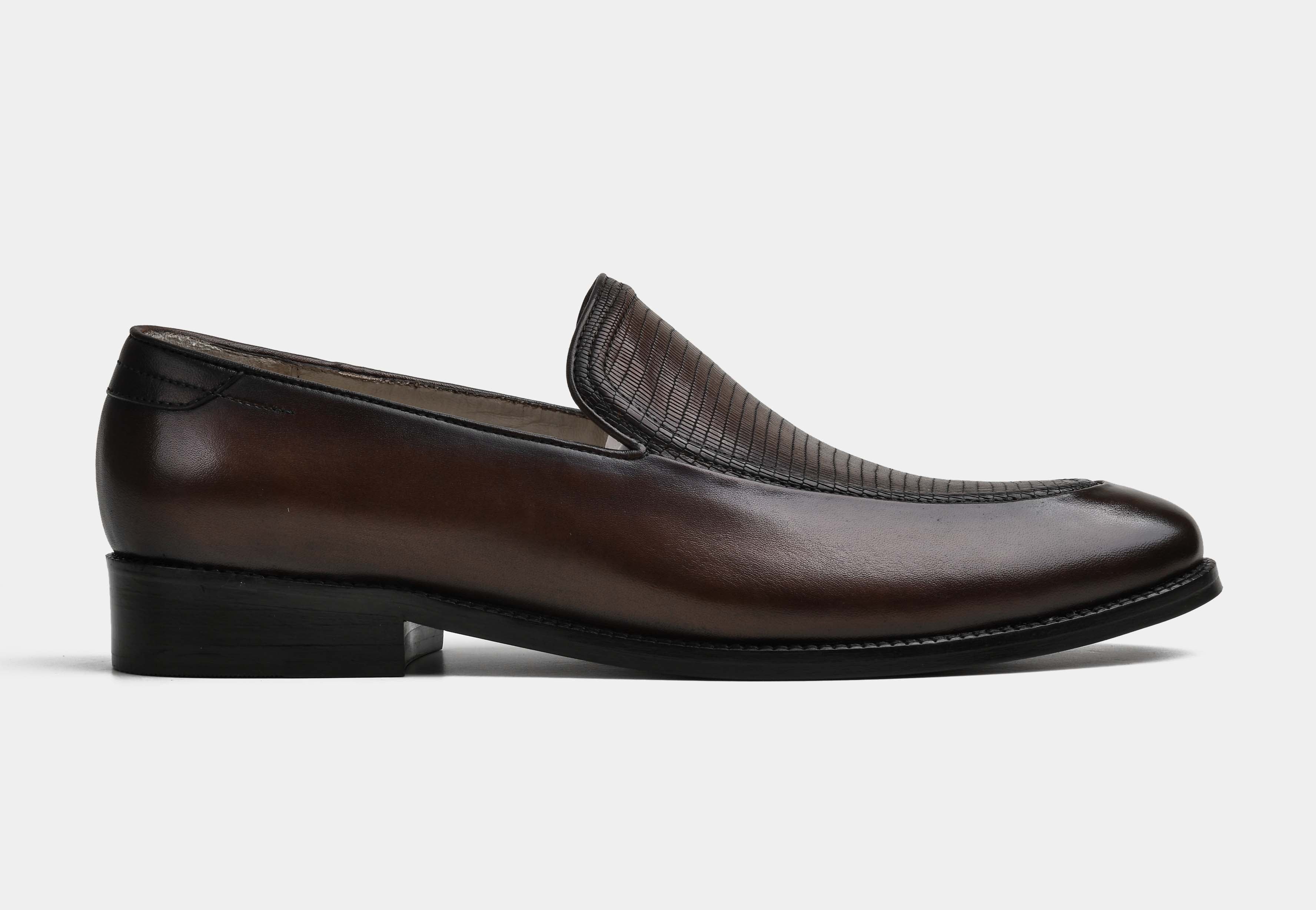 ELIANO | MEN BROWN TEXTURED BELGIAN LOAFERS