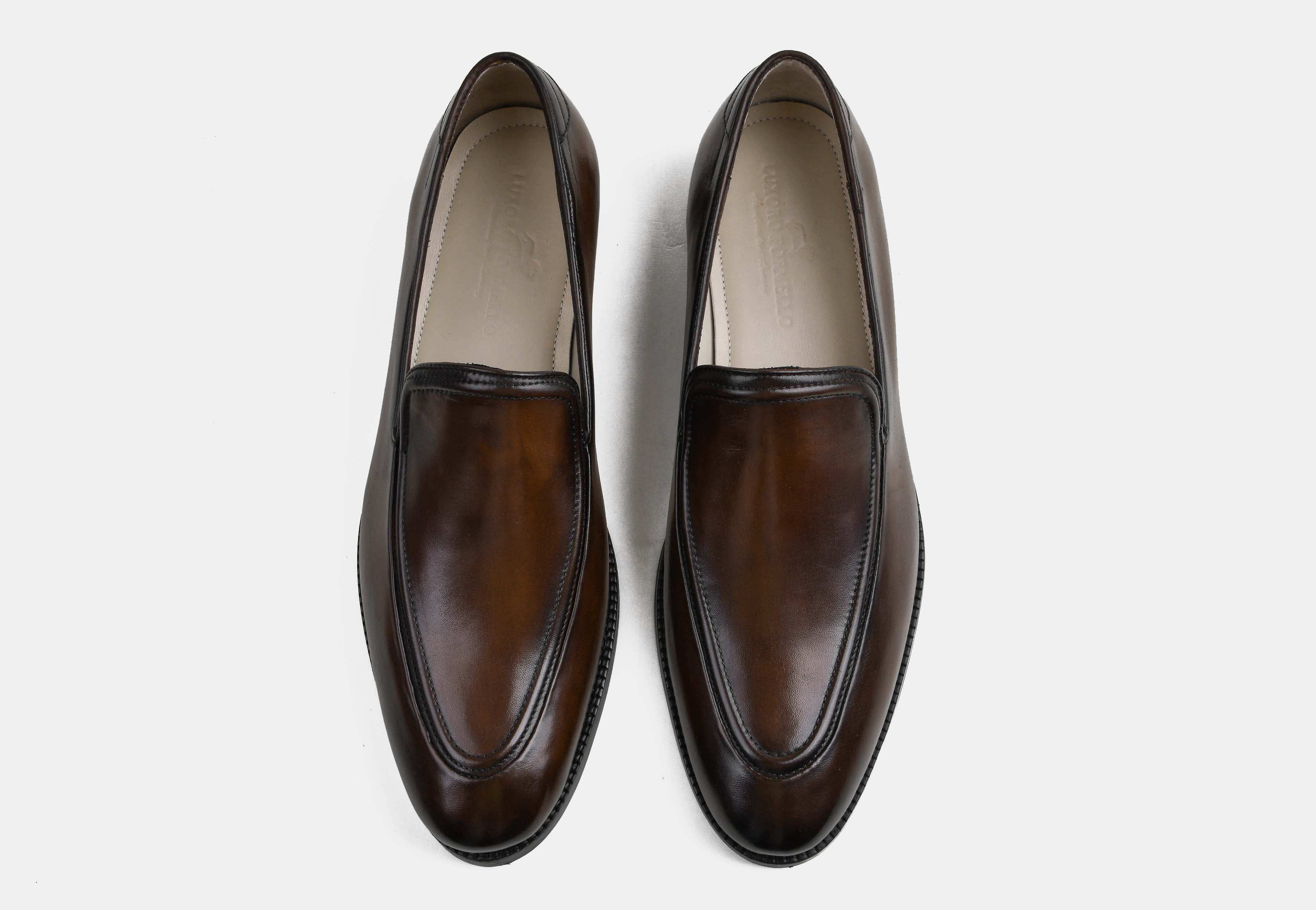 ELIANO | MEN BROWN HAND-BURNISHED BELGIAN LOAFERS
