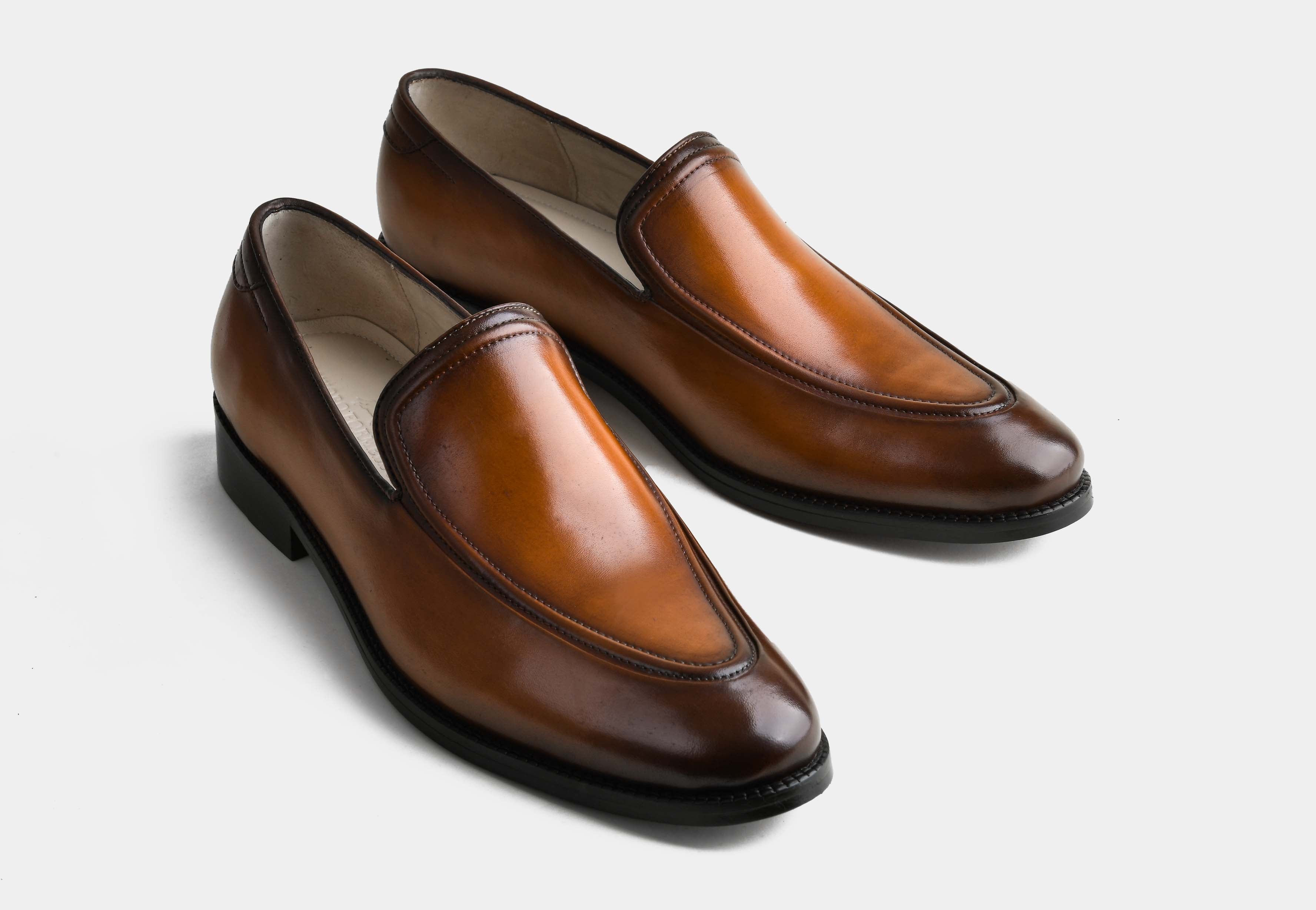 ELIANO | MEN TAN HAND-BURNISHED BELGIAN LOAFERS