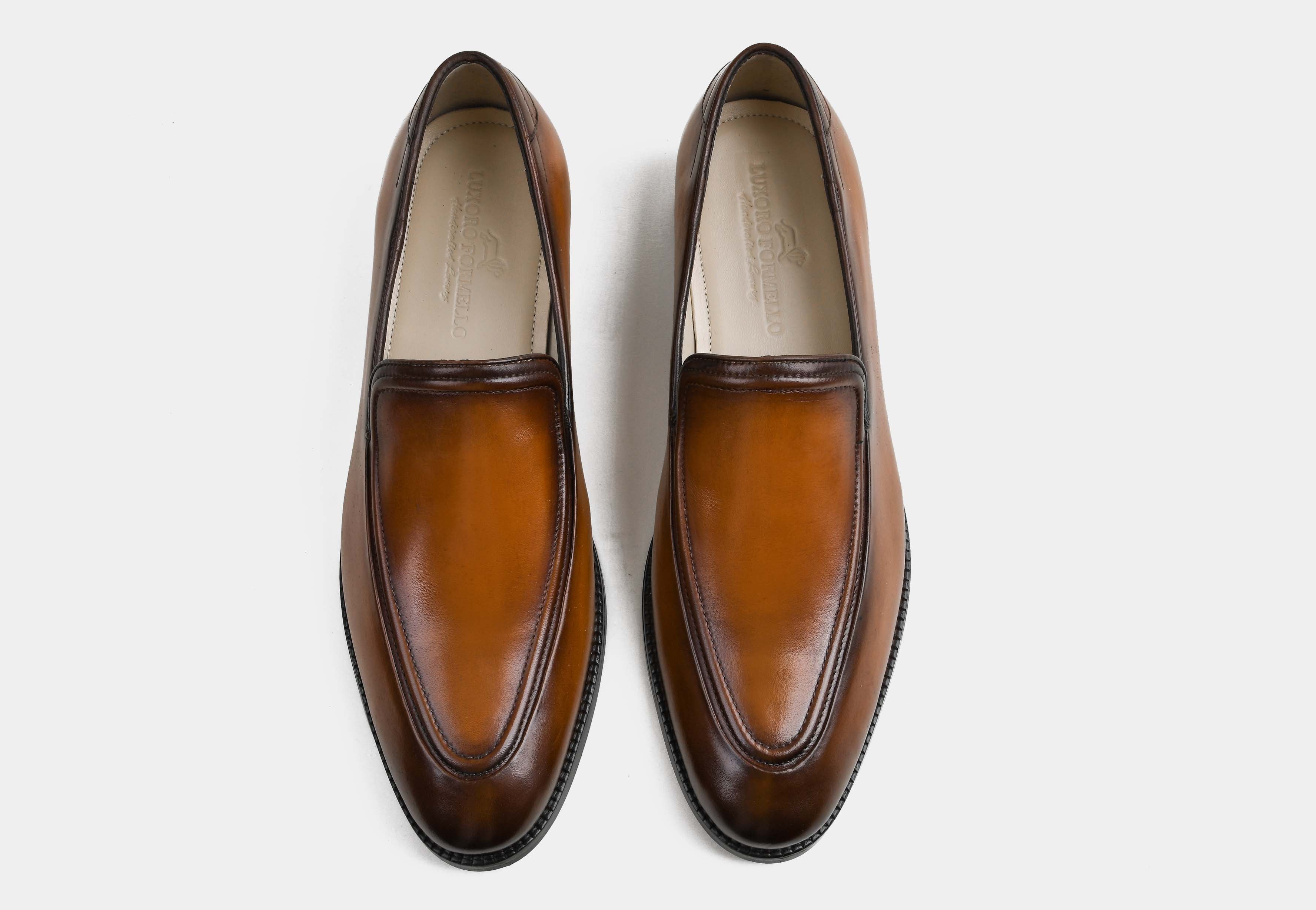ELIANO | MEN TAN HAND-BURNISHED BELGIAN LOAFERS