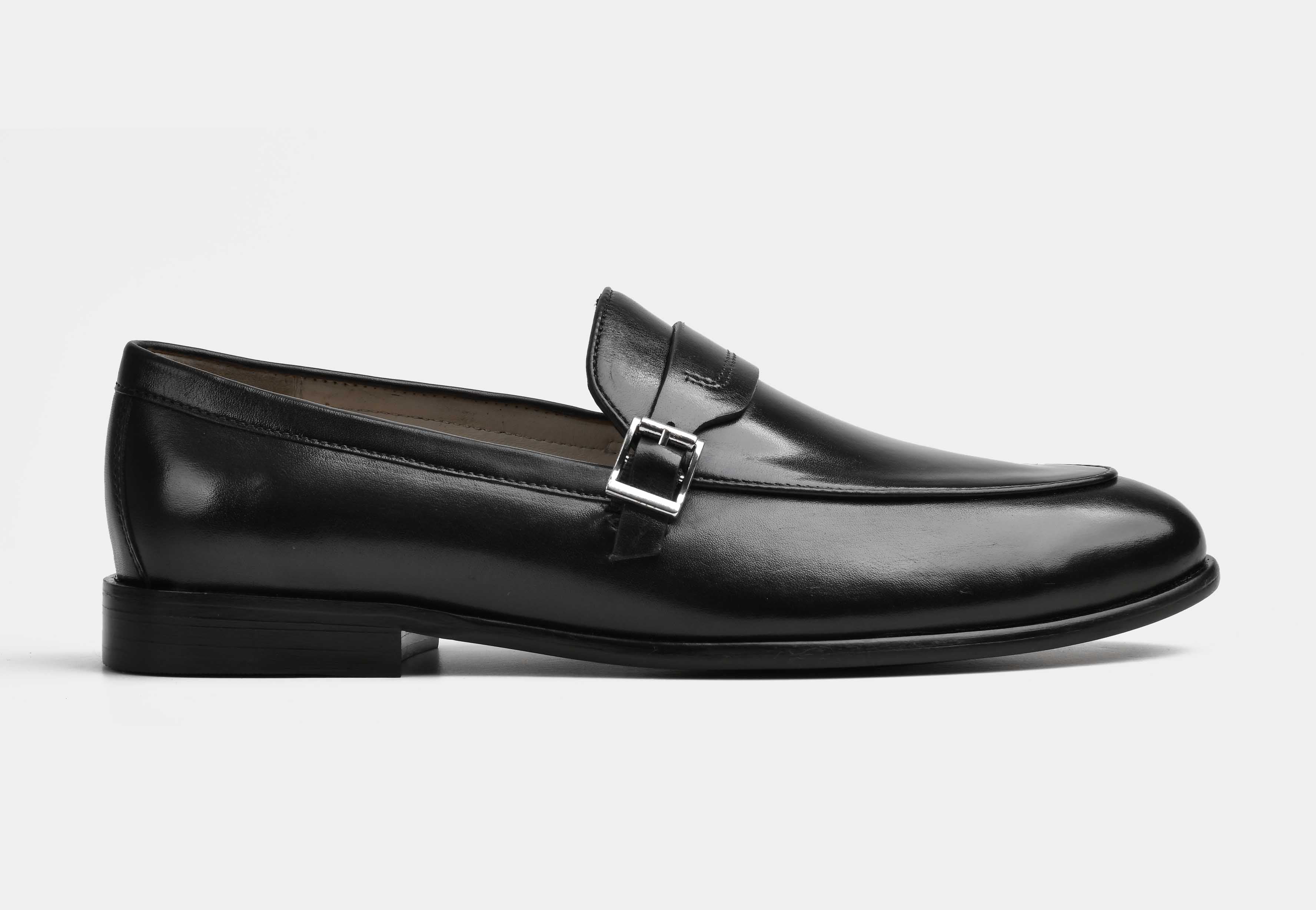 VERO | MEN BLACK BUCKLE STRAP LOAFERS
