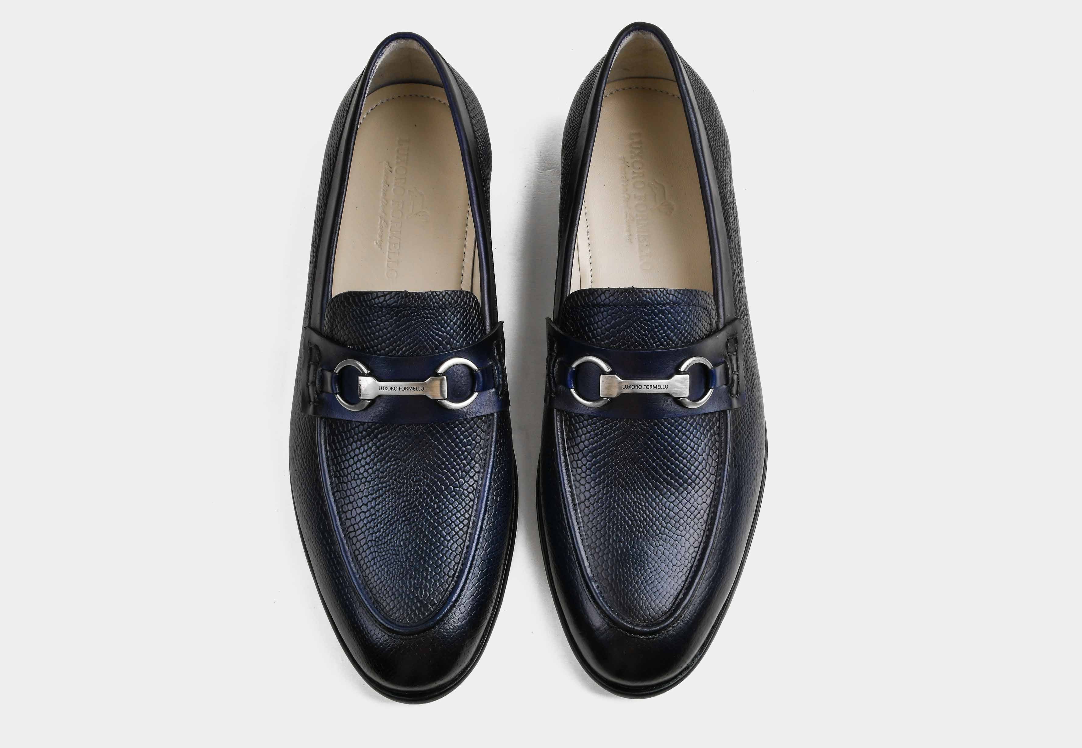 CAISER | MEN BLUE TEXTURED BIT LOAFERS