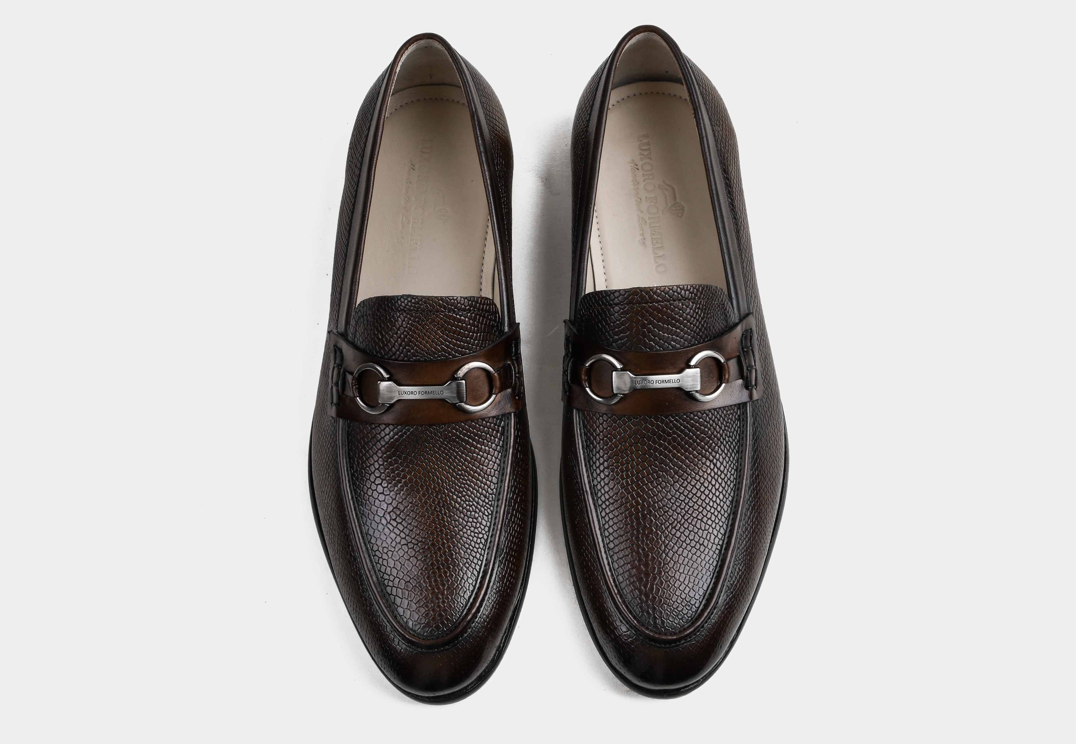 CAISER | MEN BROWN TEXTURED BIT LOAFERS