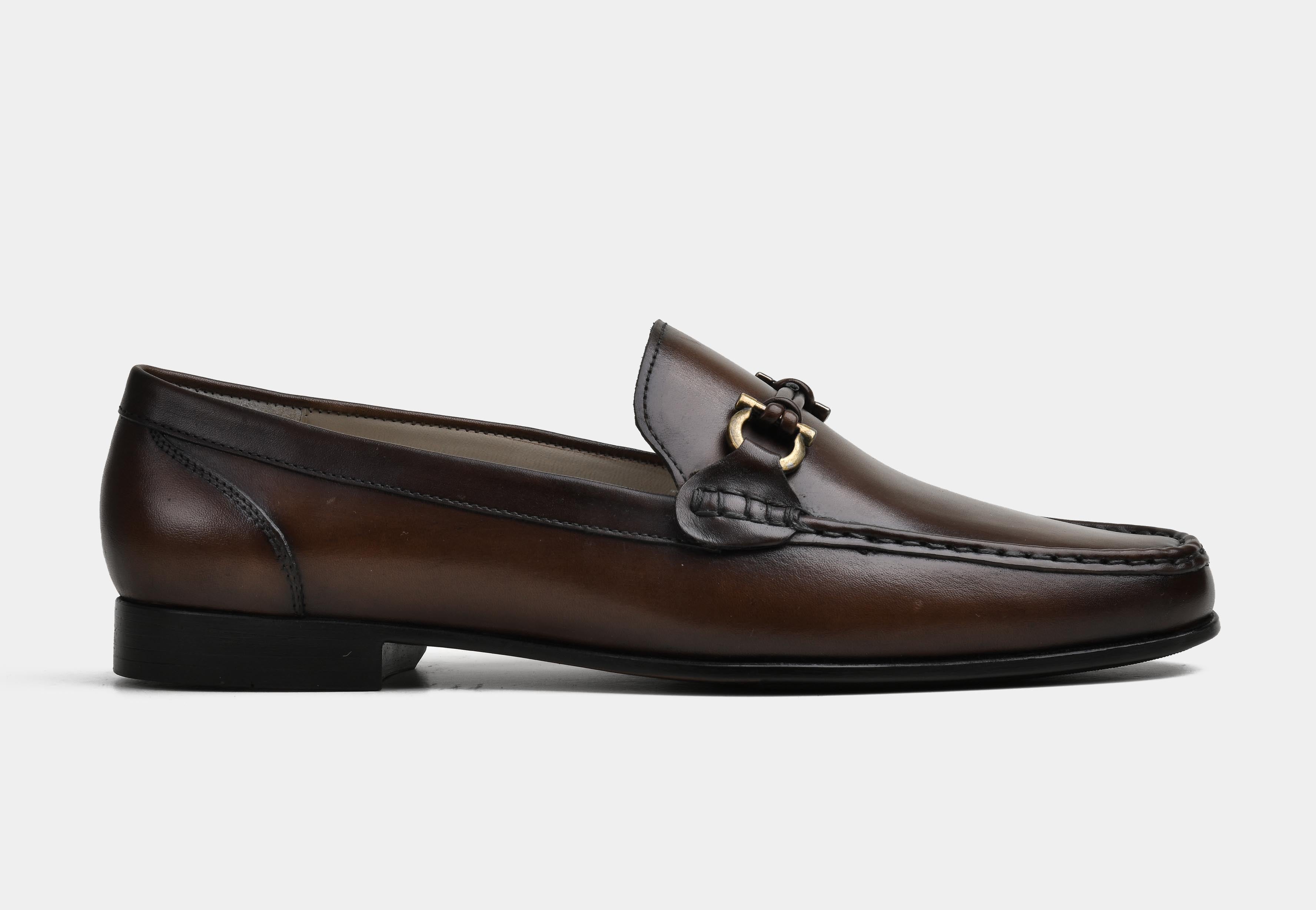 ZARO | MEN BROWN CALF LEATHER HORSEBIT LOAFERS
