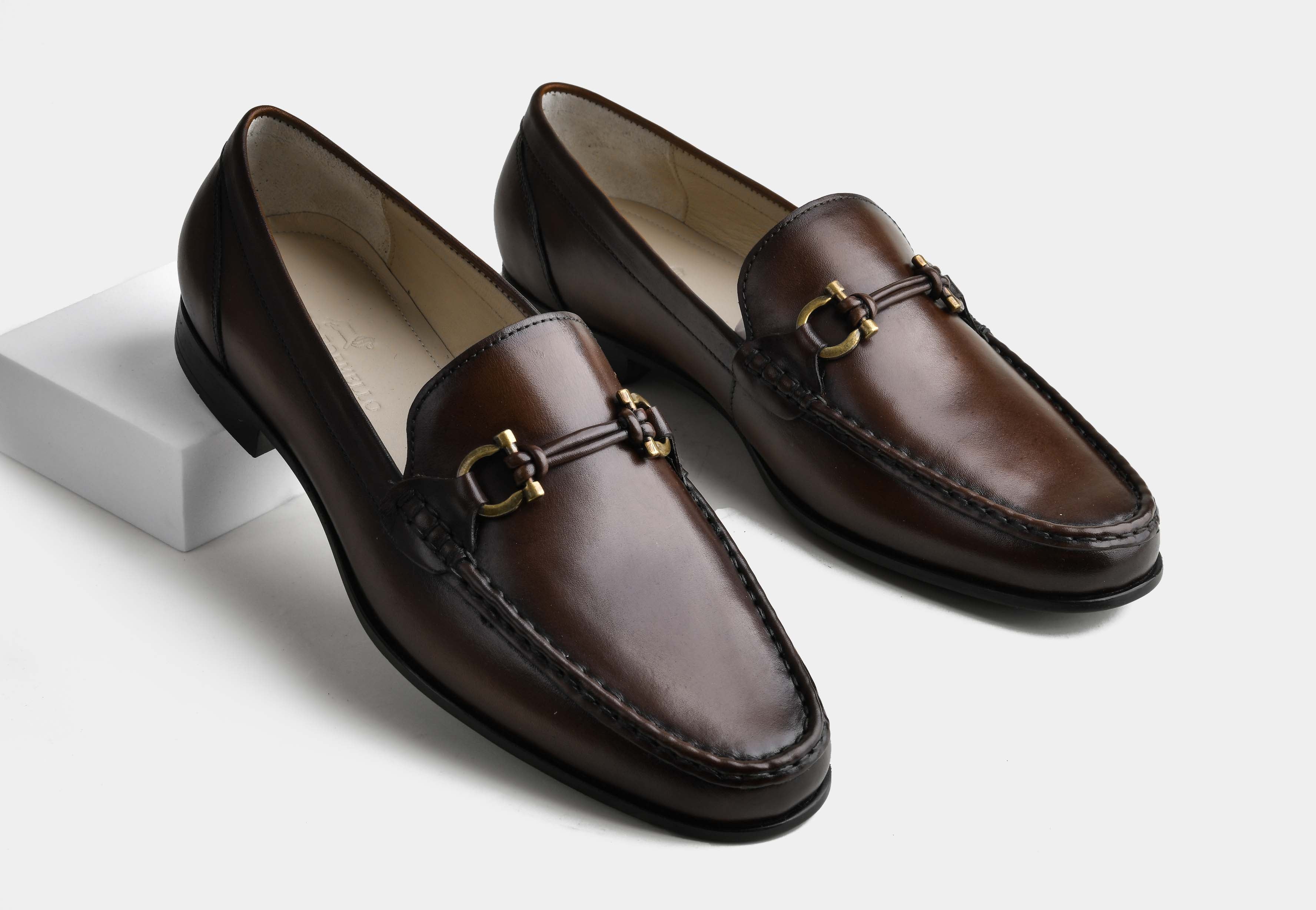ZARO | MEN BROWN CALF LEATHER HORSEBIT LOAFERS