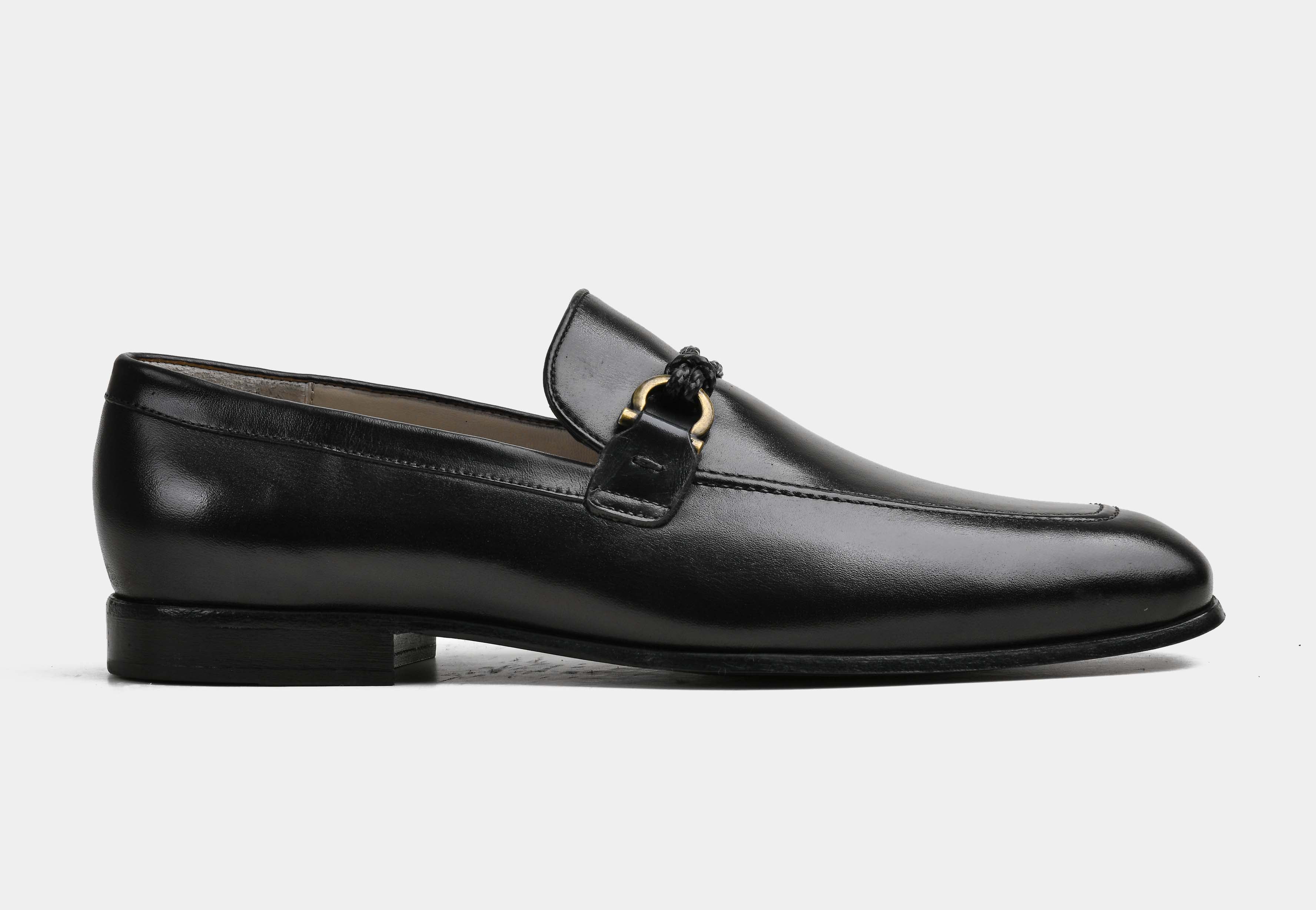 VALENZO | MEN BLACK CALF LEATHER BRAIDED LOAFERS