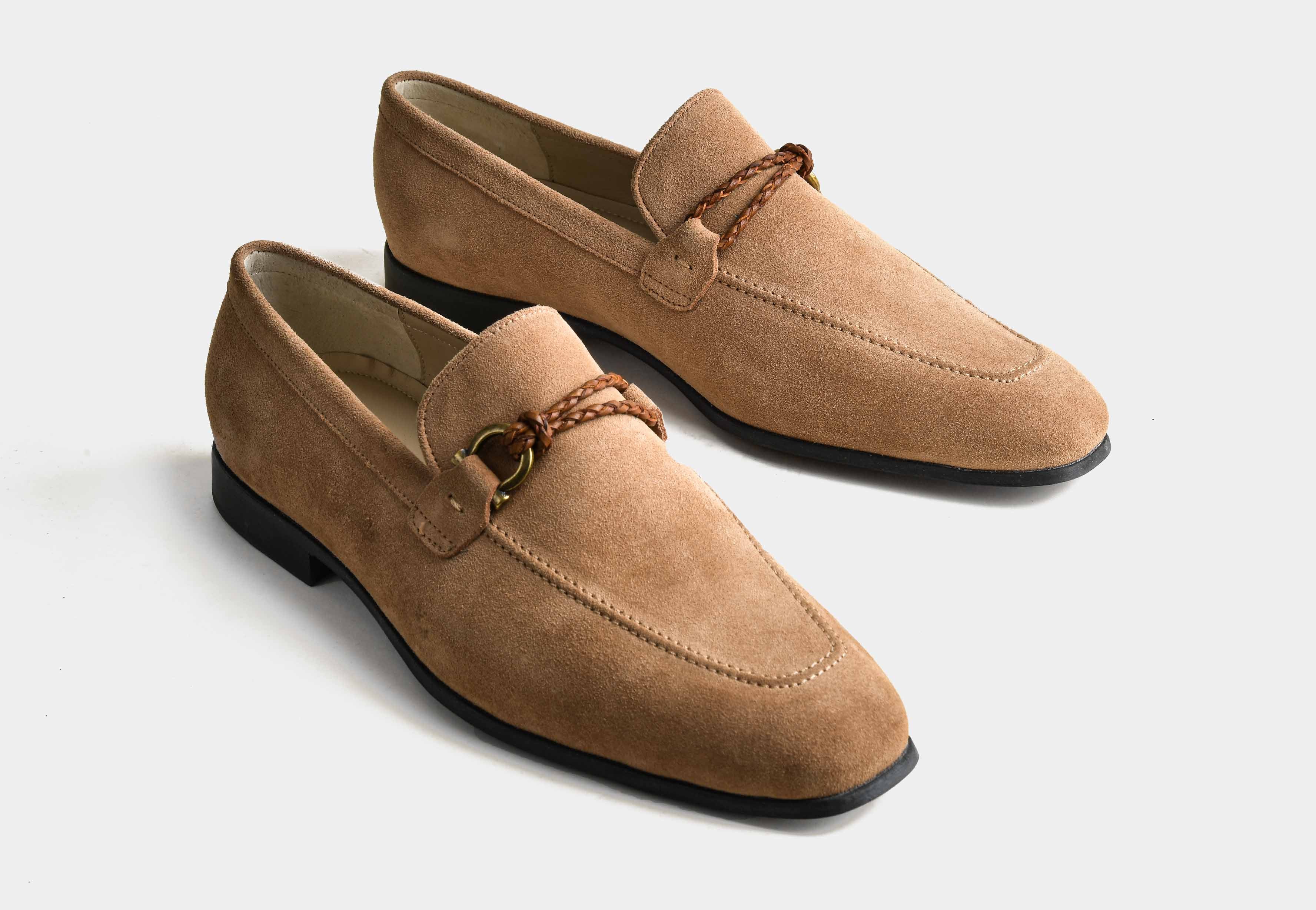 VALENZO | MEN CAMEL SUEDE HORSEBIT LOAFERS