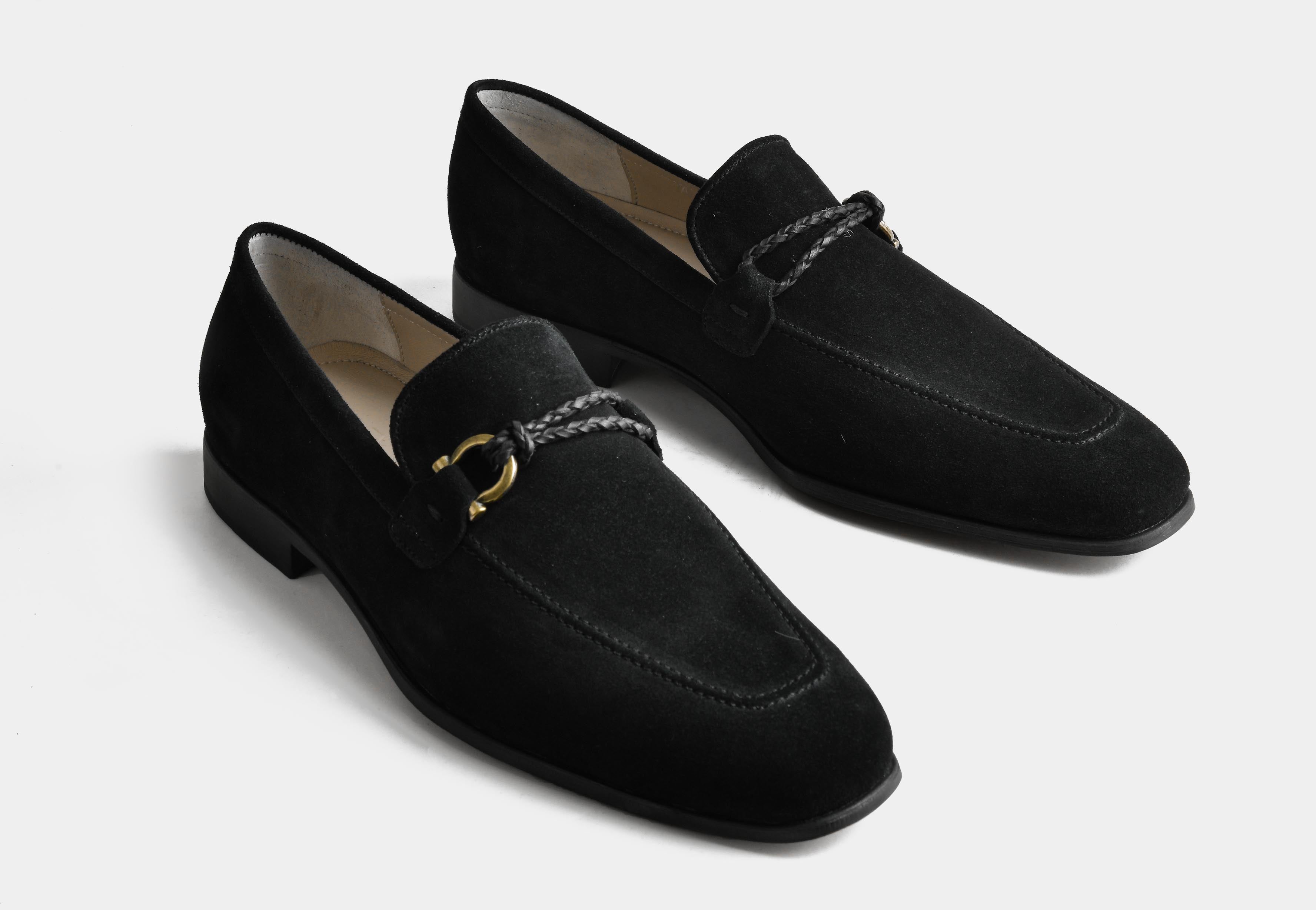 VALENZO | MEN BLACK SUEDE HORSEBIT LOAFERS