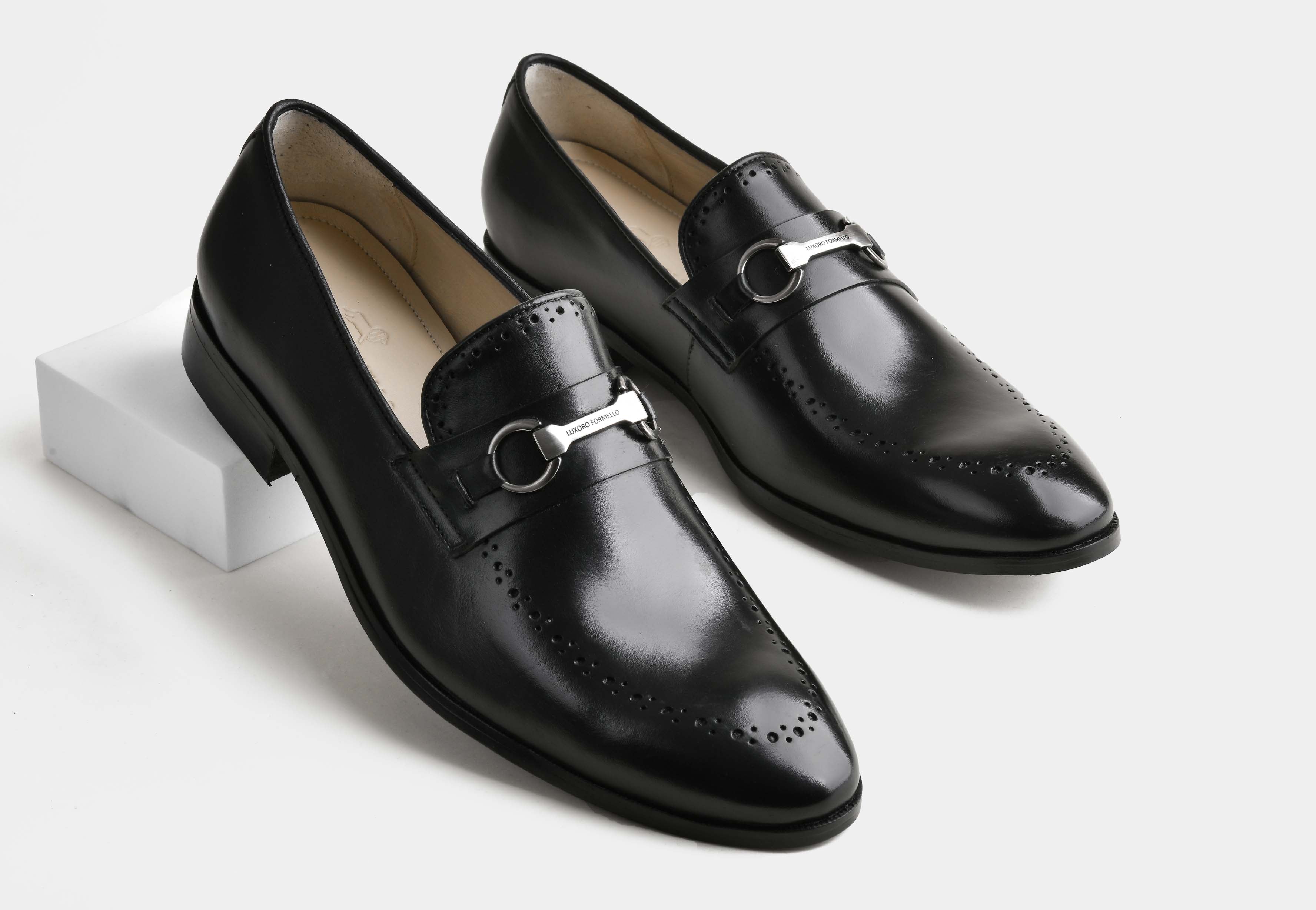 DELVANO | MEN BLACK CALF LEATHER BUCKLE LOAFERS