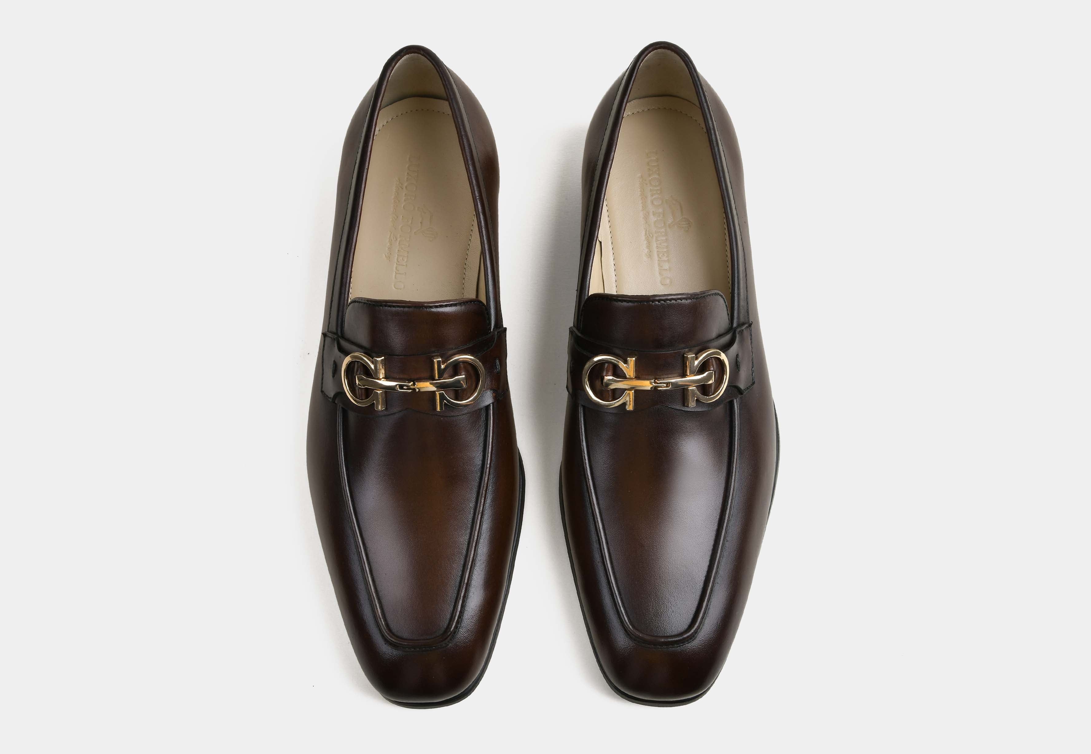 MARCHELLI | MEN BROWN HAND-BURNISHED BUCKLE LOAFERS