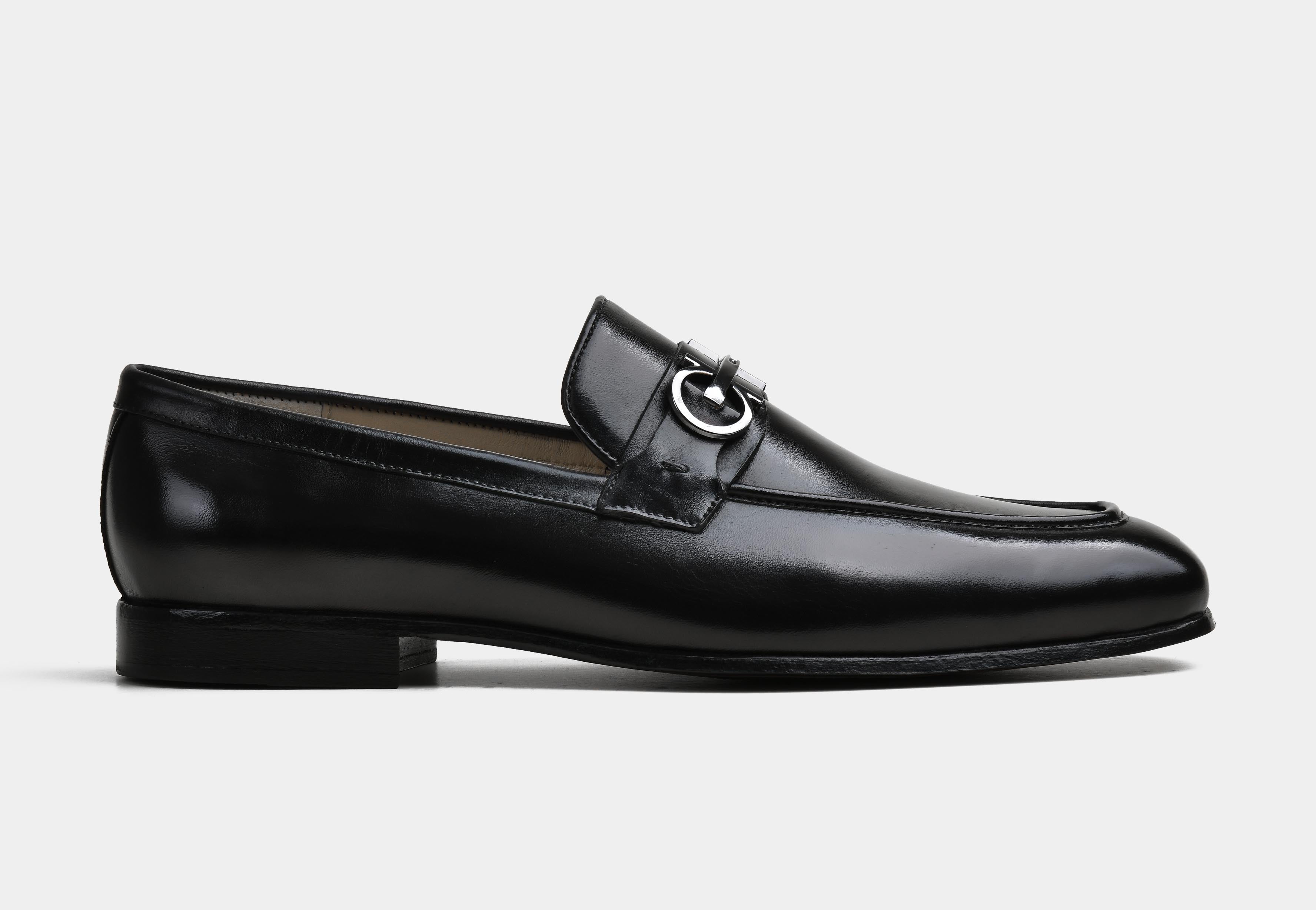 MARCHELLI | MEN BLACK CLASSIC BUCKLE LOAFERS