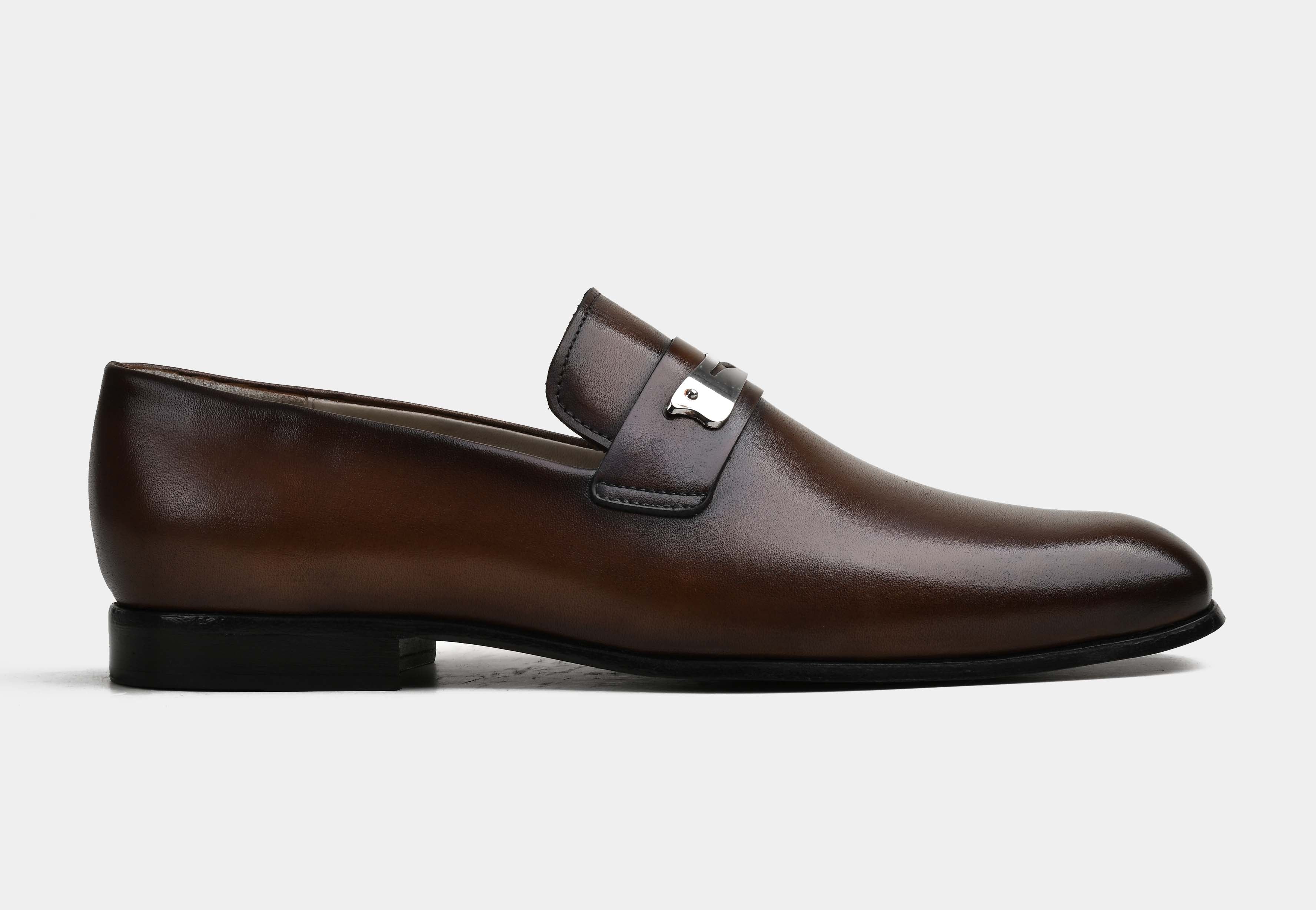LIVANO | MEN BROWN HAND-BURNISHED CALF LEATHER LOAFERS