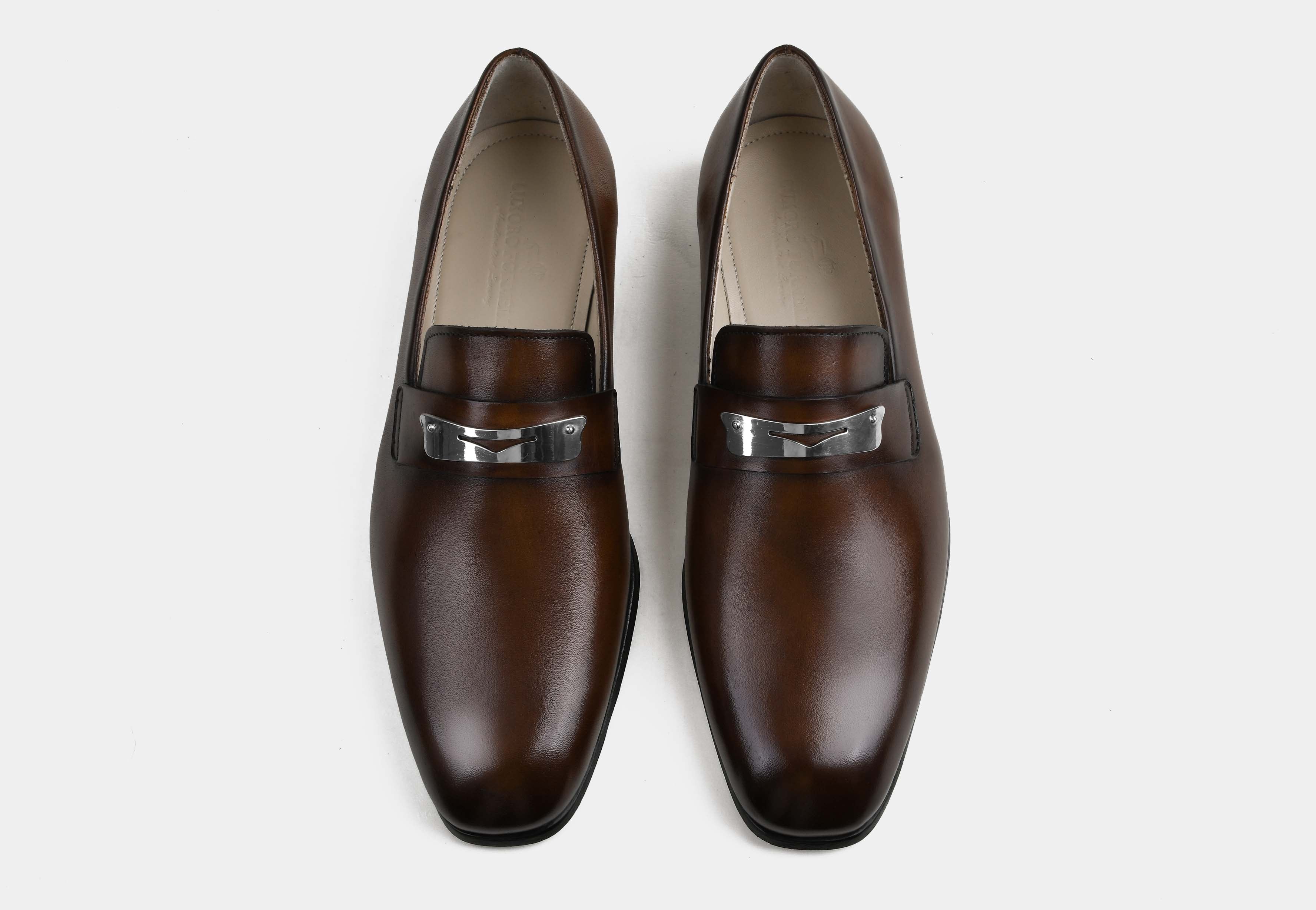 LIVANO | MEN BROWN HAND-BURNISHED CALF LEATHER LOAFERS