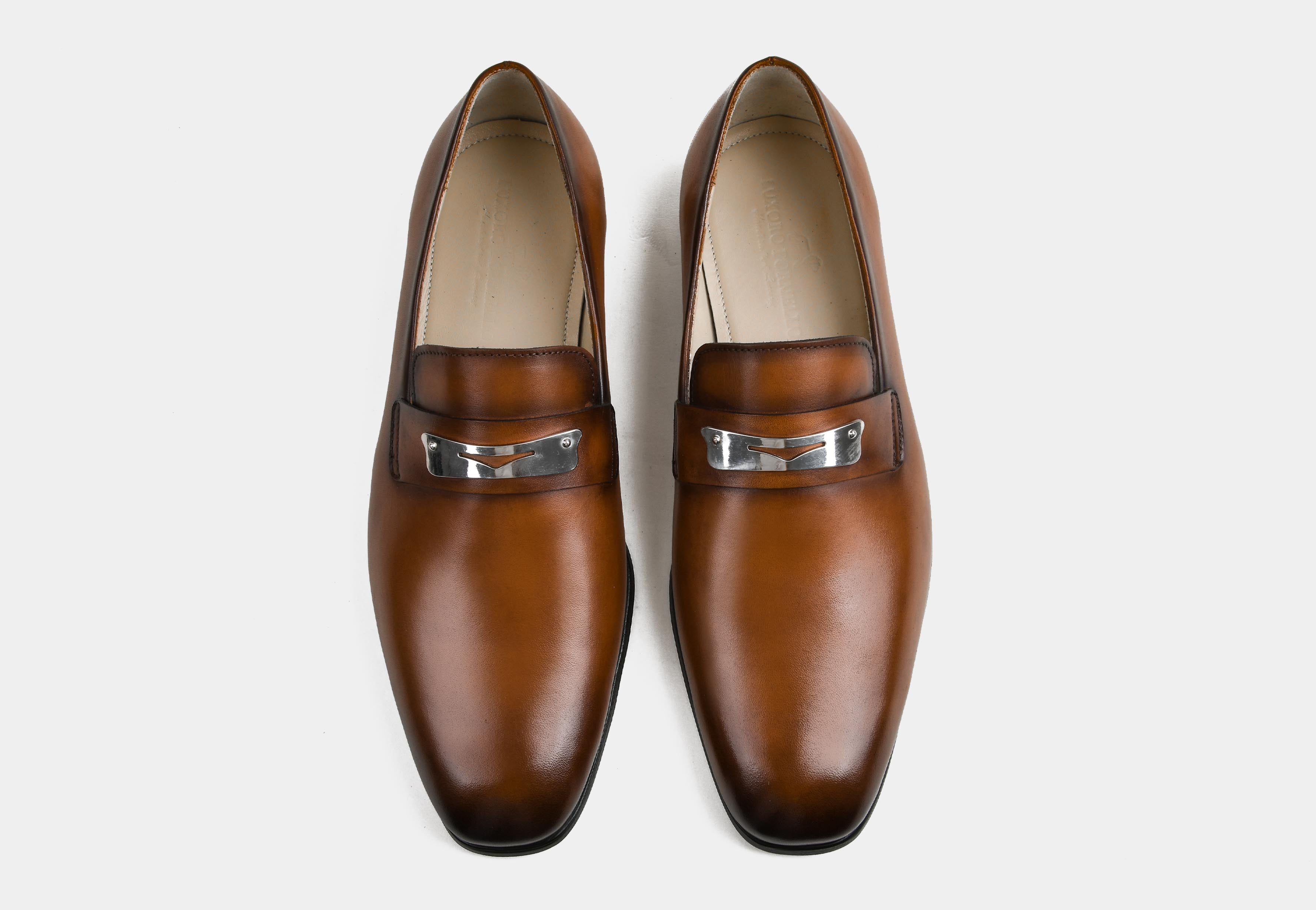 LIVANO | MEN TAN HAND-BURNISHED CALF LEATHER LOAFERS
