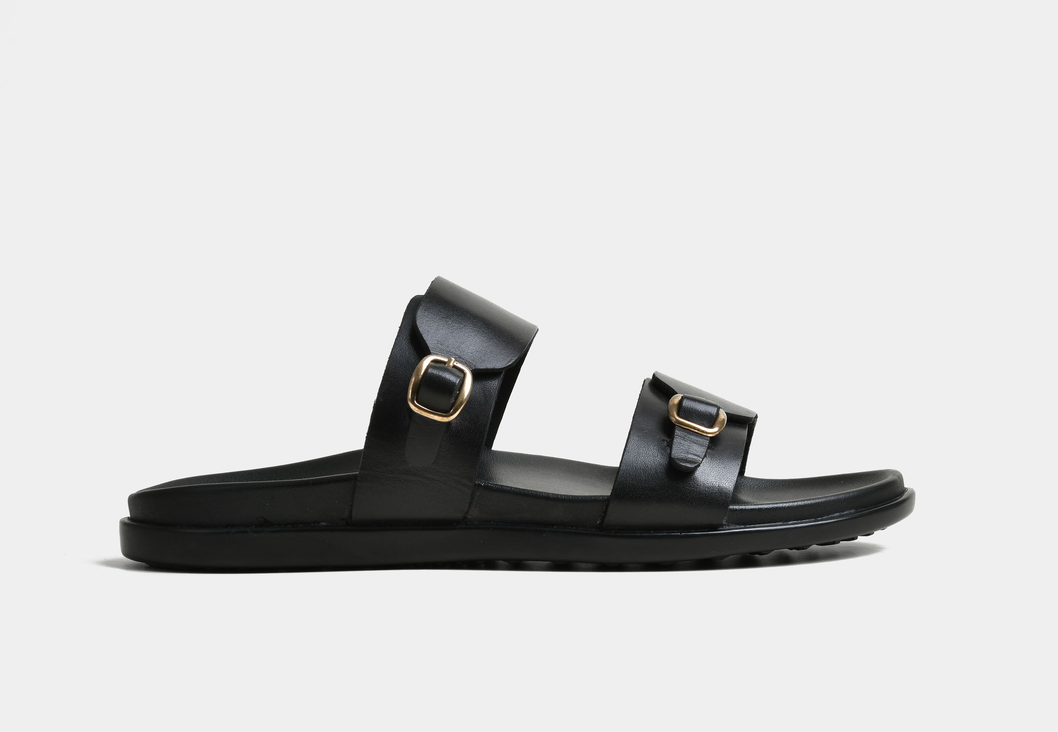 VITO | MEN BLACK DOUBLE STRAP SLIDERS