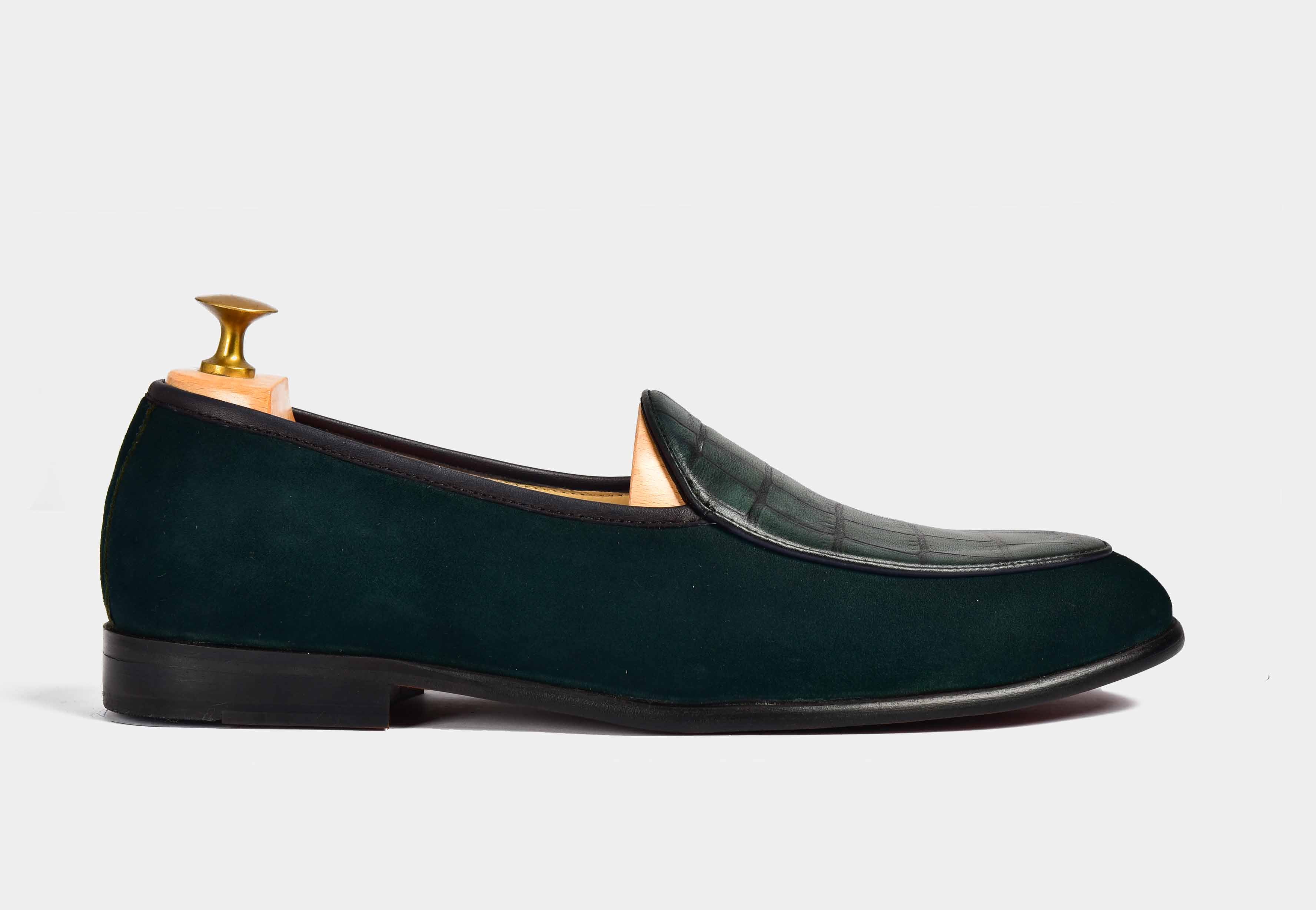 ARNO | Bottle Green Suede with Precious Leathers