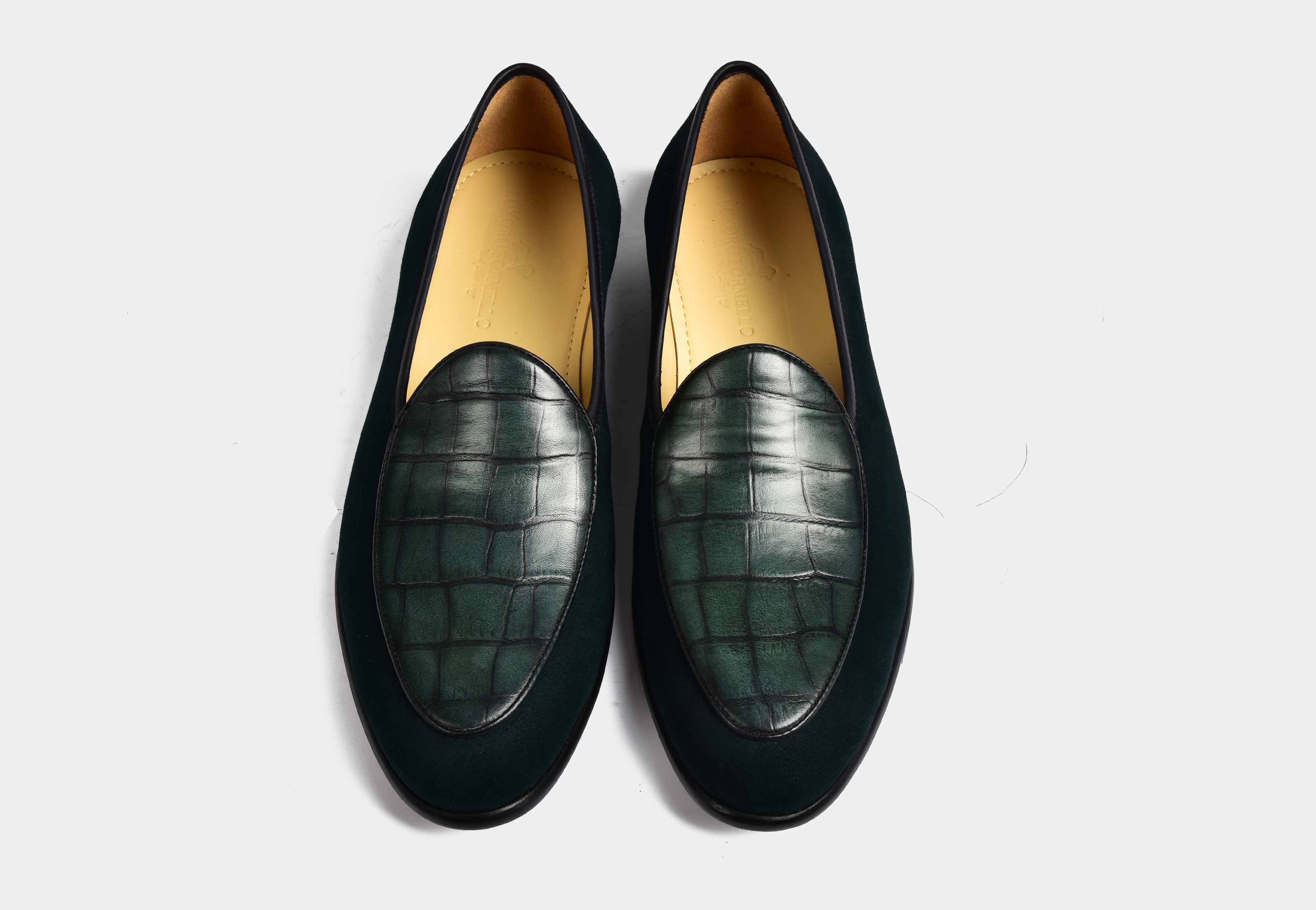 ARNO | Bottle Green Suede with Precious Leathers