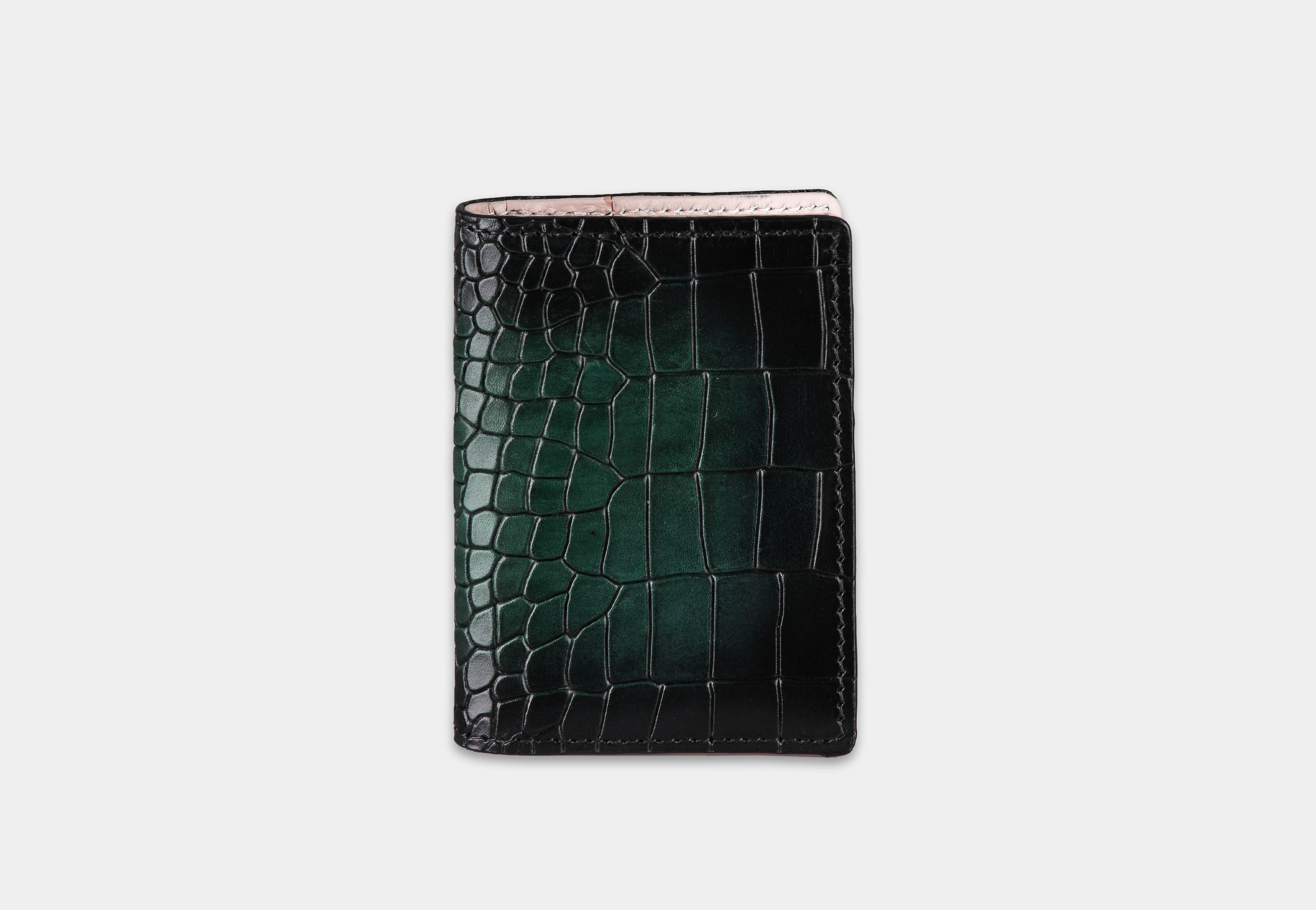LEATHER CARD HOLDER | CROC GREEN